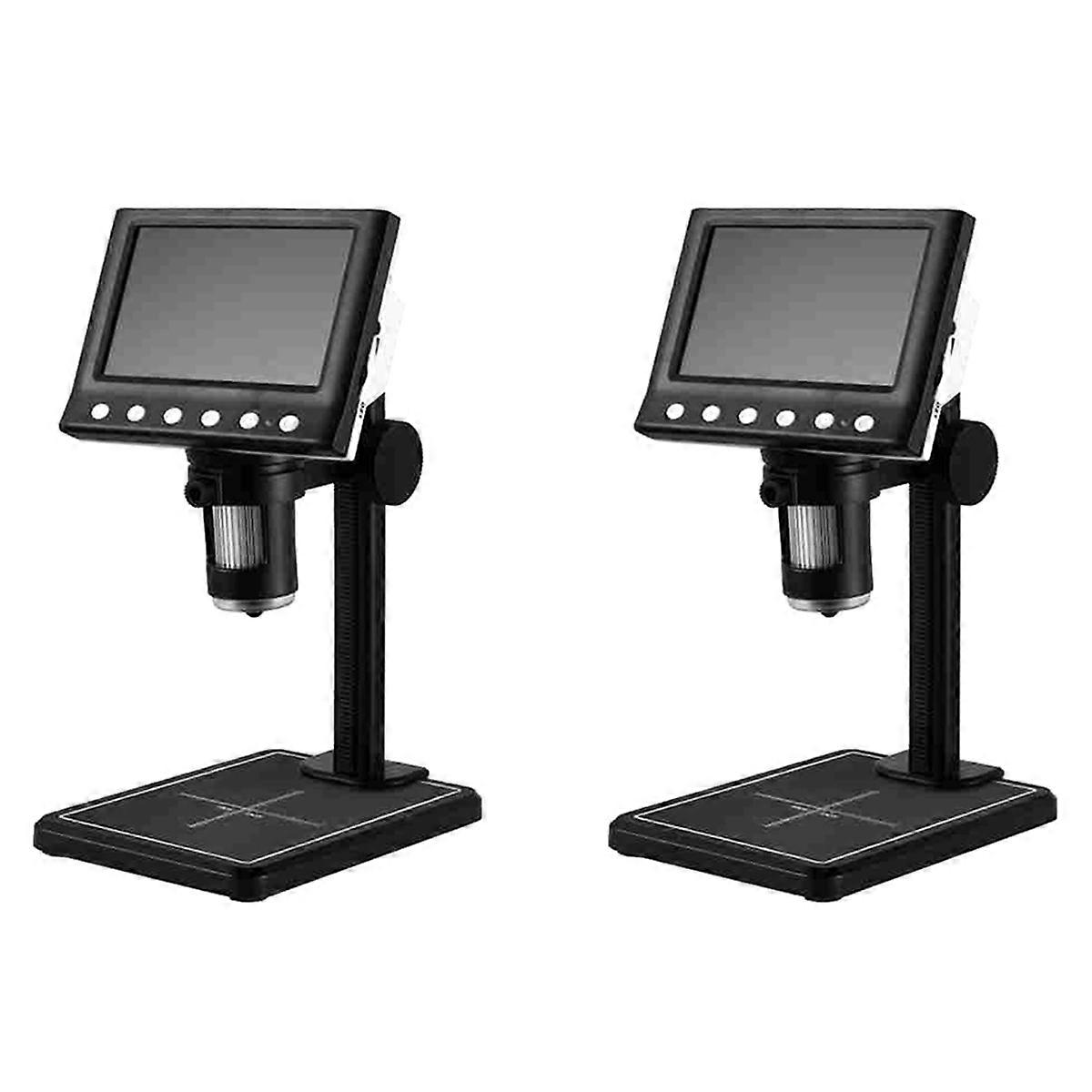 2pcs 4.3 Inch Digital Microscope 1000X Coin Microscope 960P Video Microscope for Adults Welding with