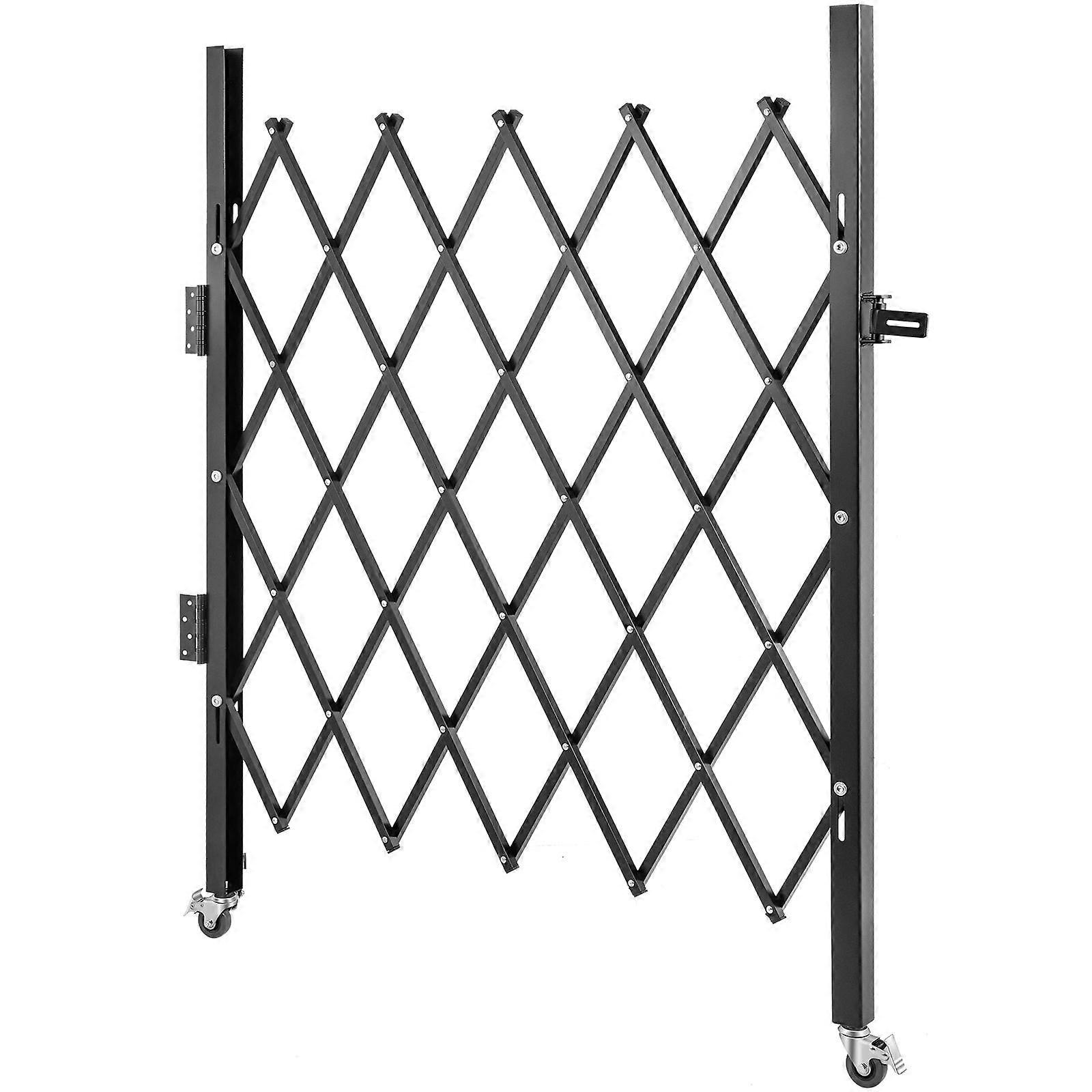 Single Folding Security Gate, 5\' H x 5-1/2\' W Folding Door Gate, Steel Accordion Security Gate, Flexible Expanding Security Gate