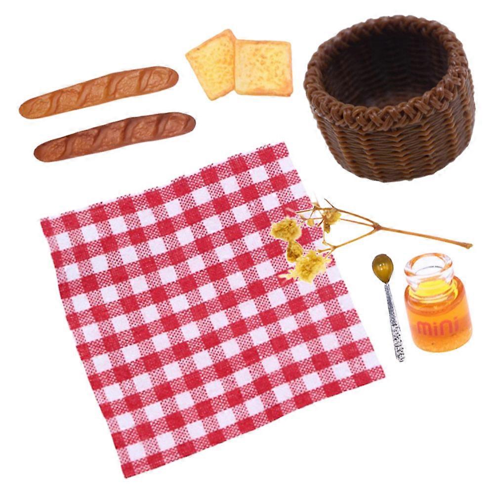 Mini Bread Basket Model Resin Craft for Decoration with 1Set