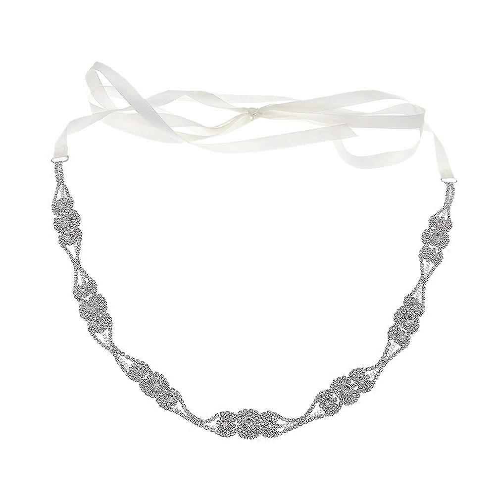 Retro Rhinestones Belt Wedding Dress Accessory For Girls Silver 47x2cm Lightweight 1Pc