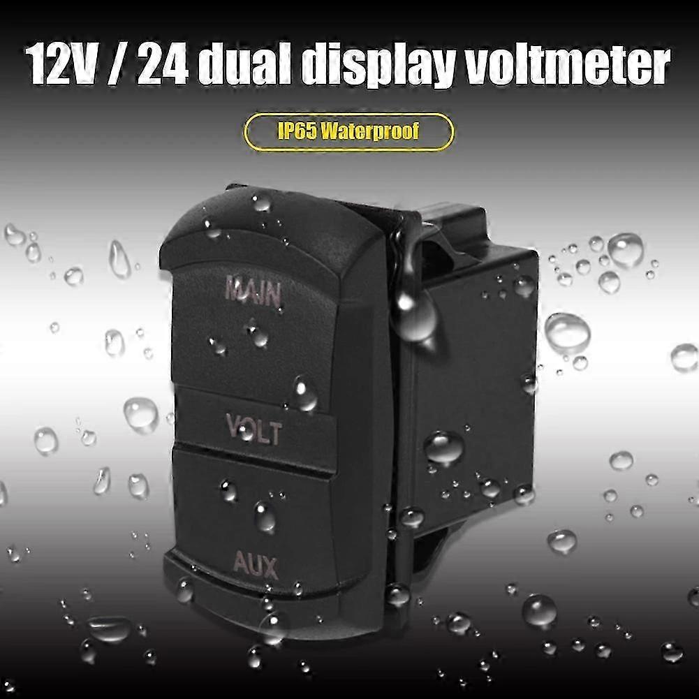 Red Digital LED Panel with Dual Voltmeter, Toggle Switch, Voltage Monitor for Car, Truck, SUV, ATV, RV, Dual Battery Pack