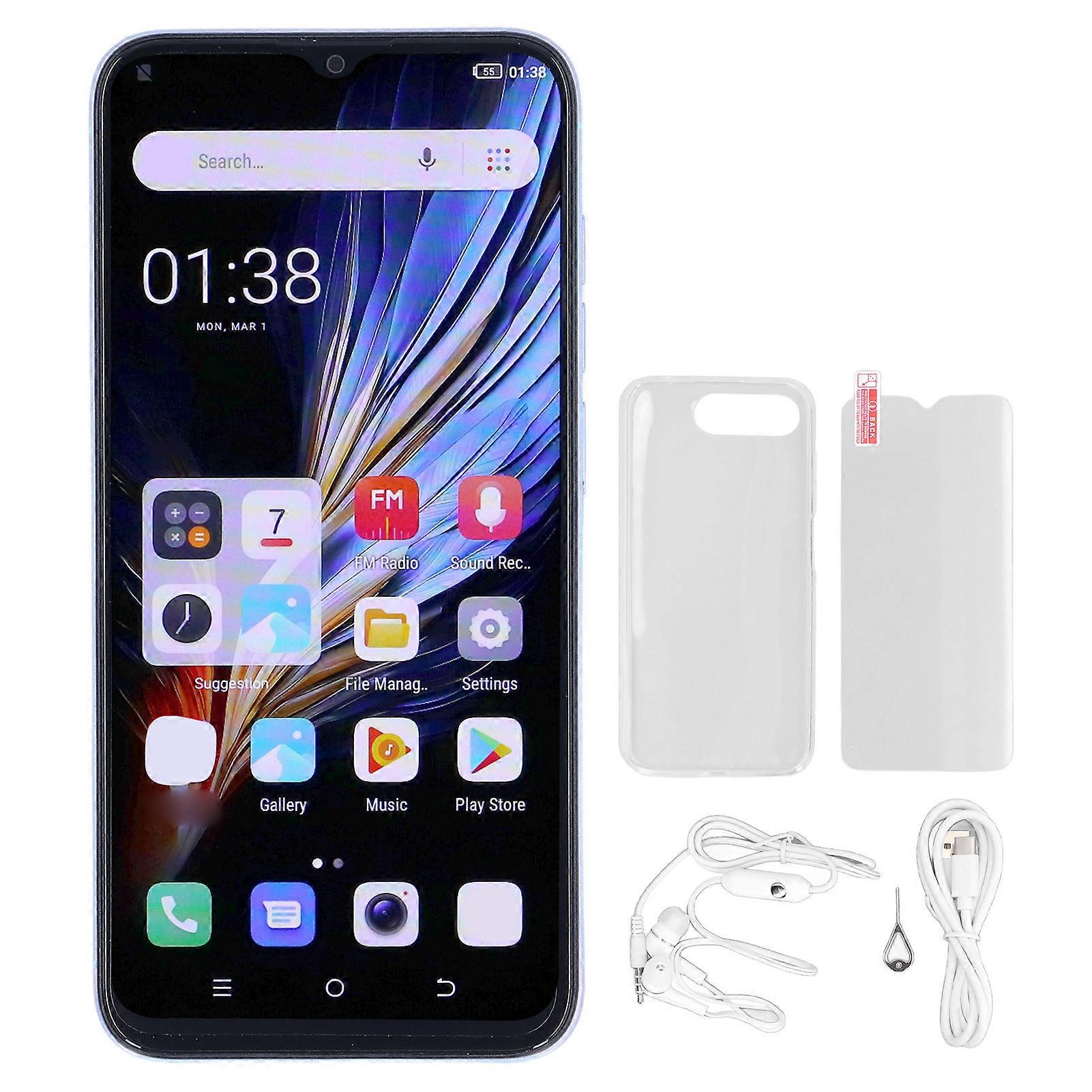 6.3" Unlocked 4G Smartphone - Quad Core, 4GB+64GB, 6800mAh, Dual SIM, Android 14, Blue