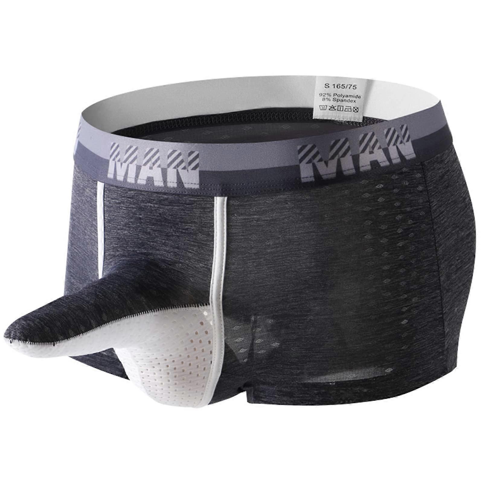 Men's Boxer Shorts, Mid Waist Soft Trunks, Funky Stretch Underwear, Lightweight Boxer Briefs, Black