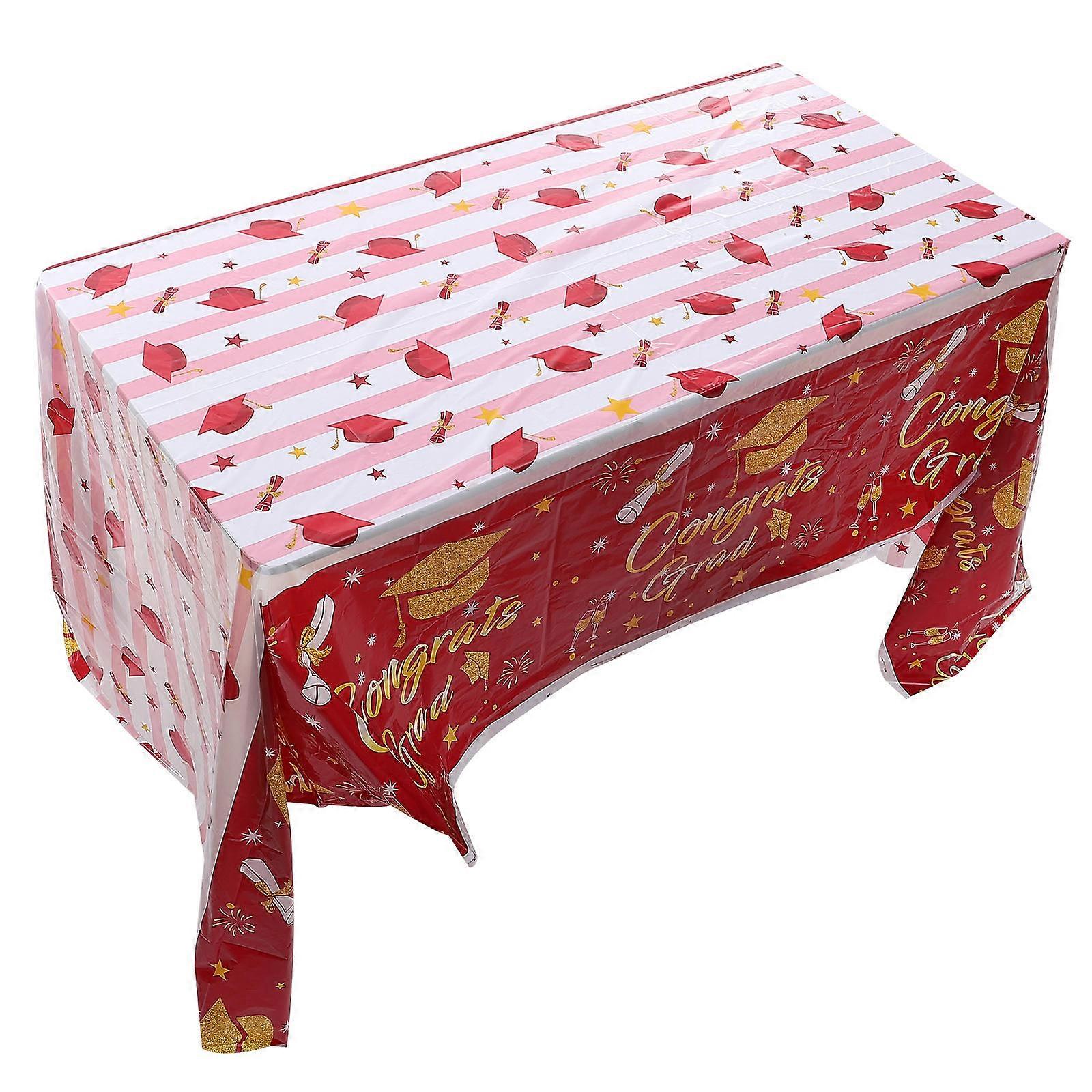 Graduation Tablecloth for Party Table Decor Red Pe Material