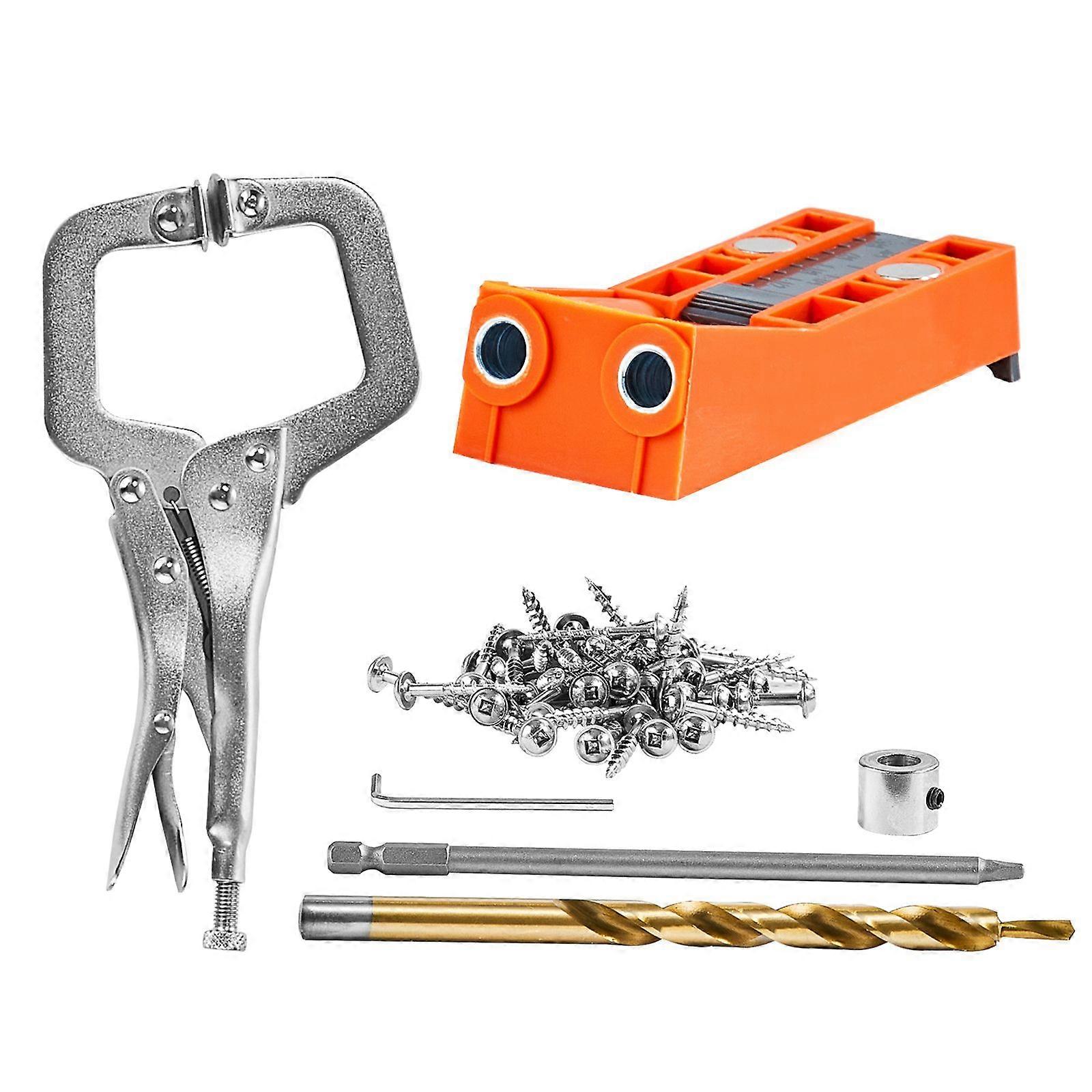 Pocket Hole Jig, 56 Pcs Mini Jig Pocket Hole System with 9" C-clamp, for DIY Carpentry Projects