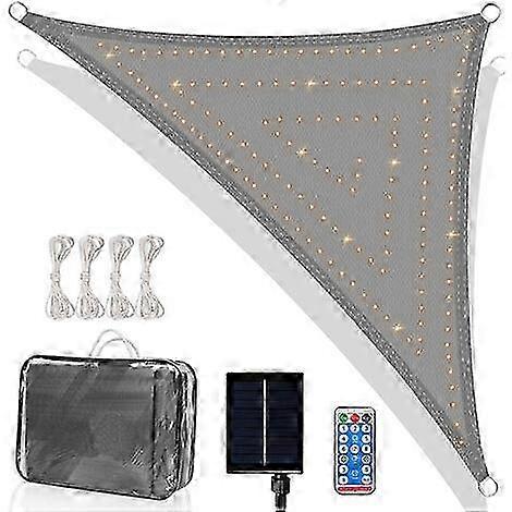 Triangular shade sail with 150 LEDs, 325 x 325 x 300 cm - Gray