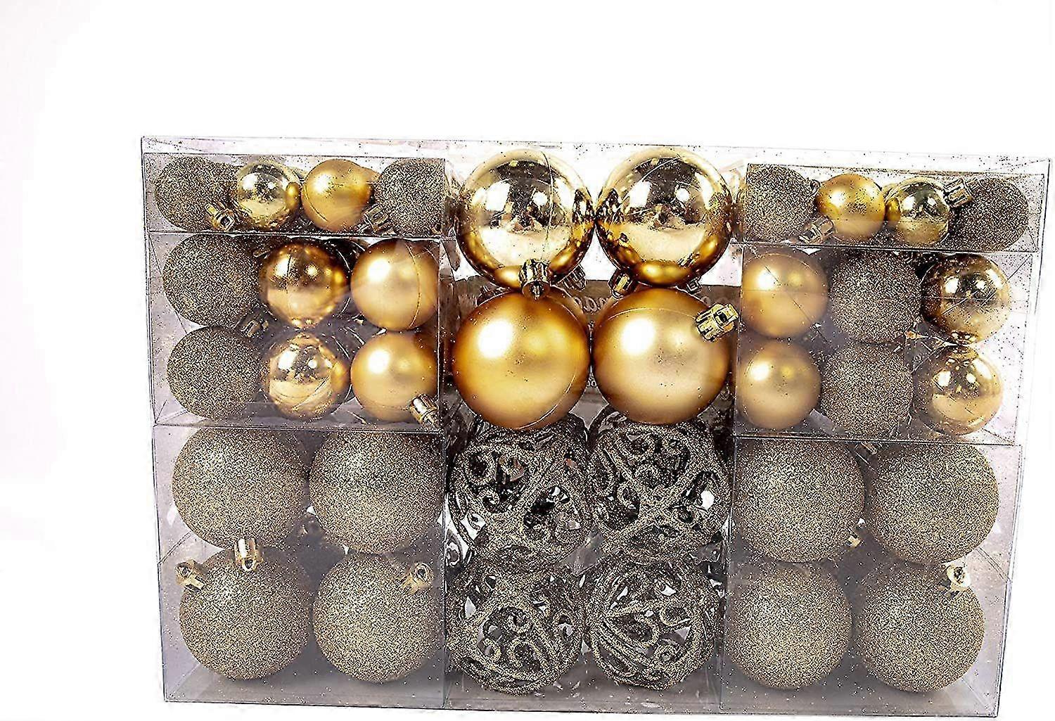 Pack of 100 Unbreakable Christmas Balls for Tree Decorations, Includes 100 Metal Hooks and Pendants