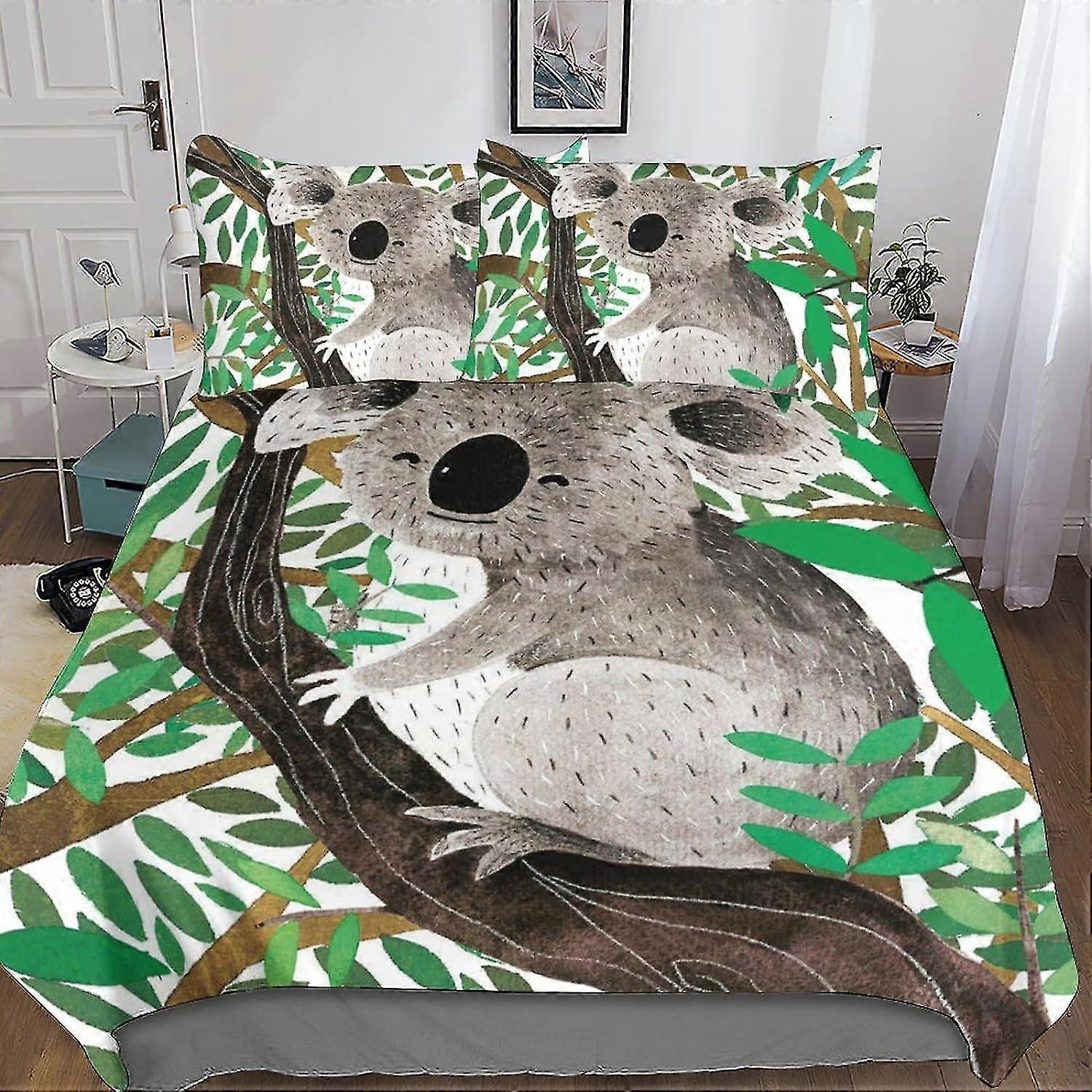 Conjunto de Cama de Animais Fofos com Capa de Edredom 3D, Conjunto de Capa de Edredom para Crianças, Conjunto de 3 Peças de Microfone Macio com Fecho de Zíper