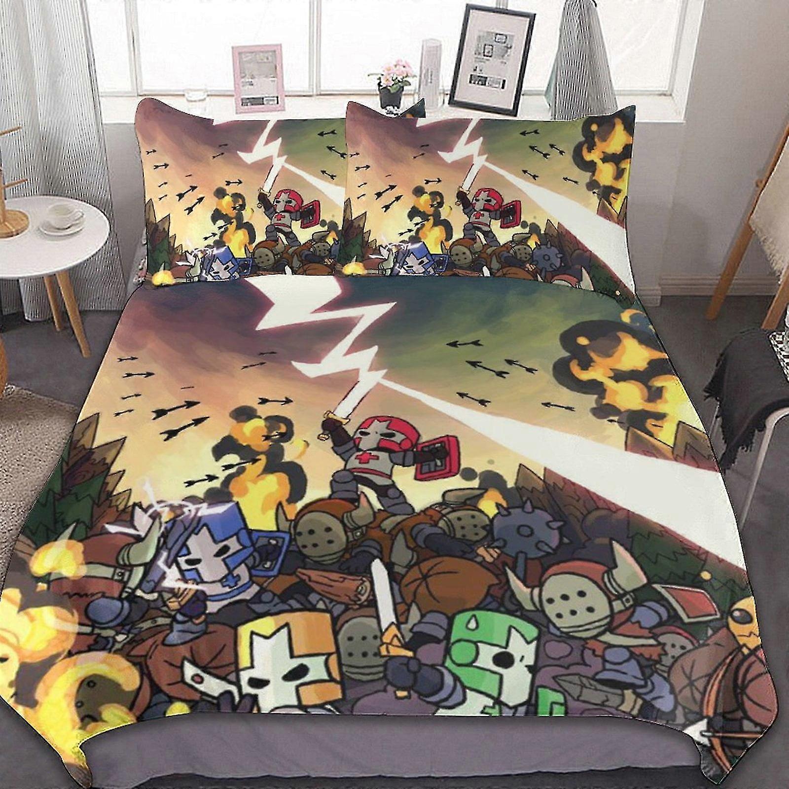 Lakanset för Castle Crashers - 3 stycken andningsbart påslakan med 2 kuddar, mjukt sängkläder för alla årstider