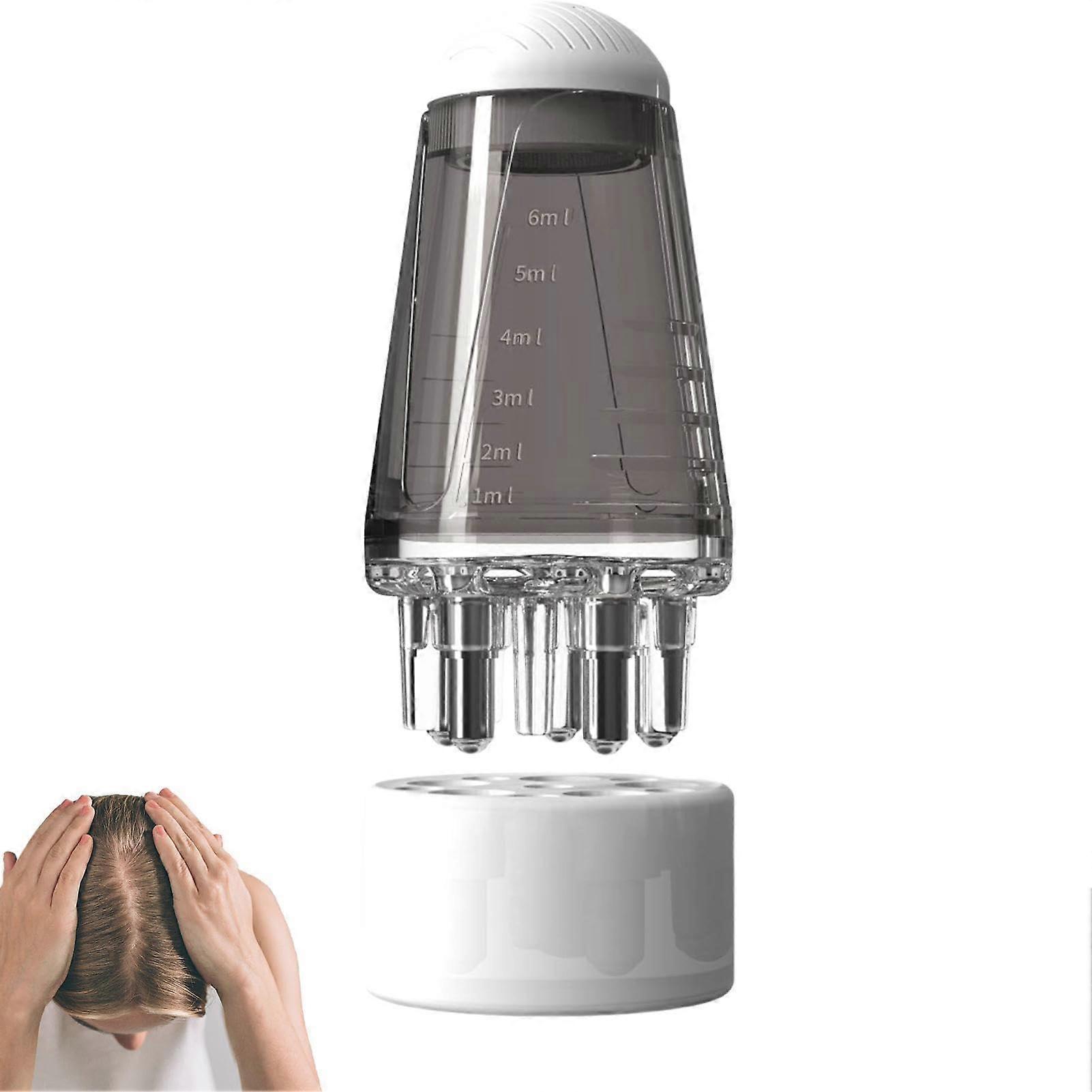 Scalp Oil Applicator Bottle with Comb and Massage Brush for Hair Treatment, Essential Oils, and Serums in Grey