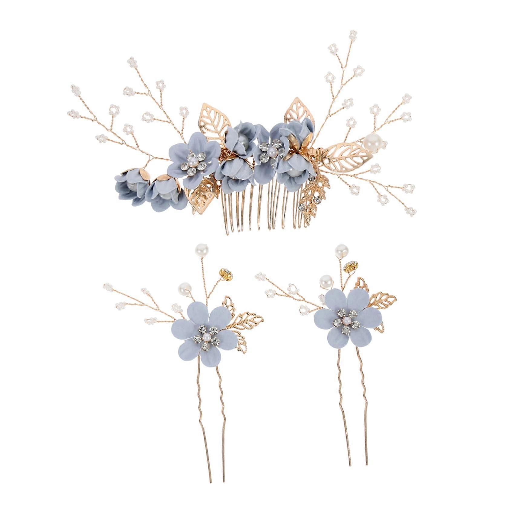Blue Vintagestyle Floral Hair Accessory Set για Χτένα Μαλλιών Γάμου και Νυφικά Κοσμήματα, 1 τεμάχιο (1pack)