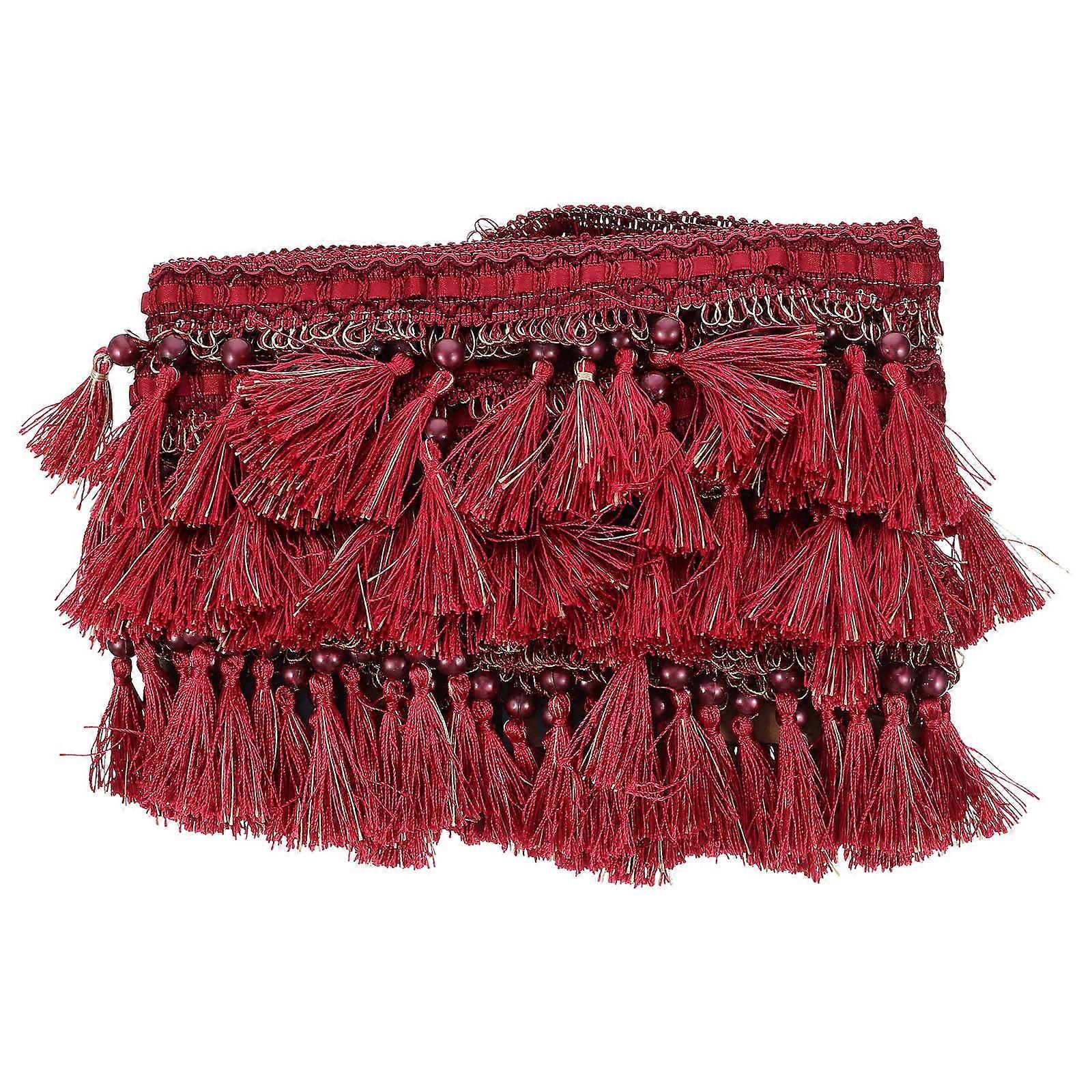 Fringed Tassel Trim Decorative Curtain Fringe for DIY Sewing – Fabric for Home Decor, Sofa Cushions, and Upholstery Projects