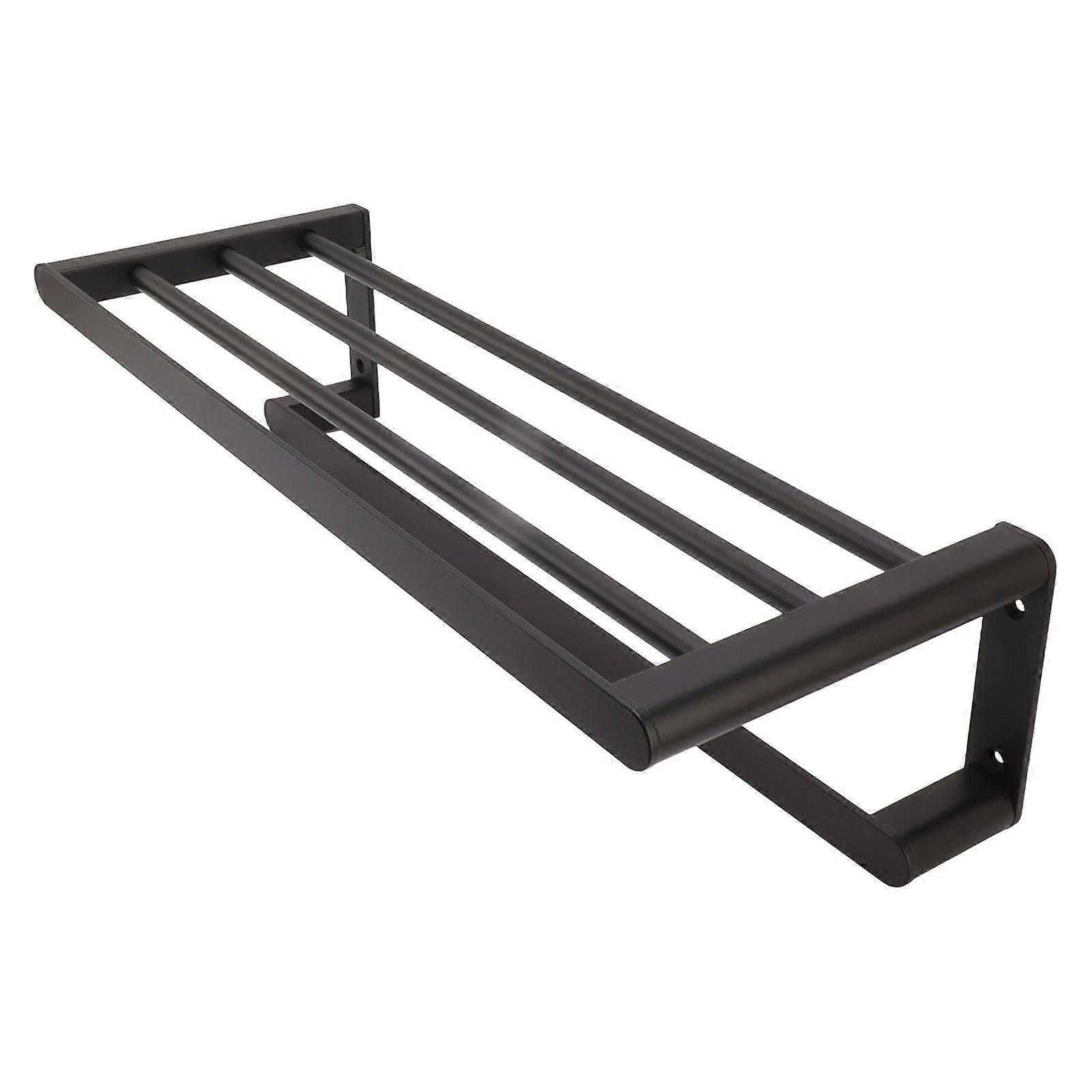 バスシェルフバスルームタオルラックスペースアルミタオルシェルフウォールマウントドリルブラック