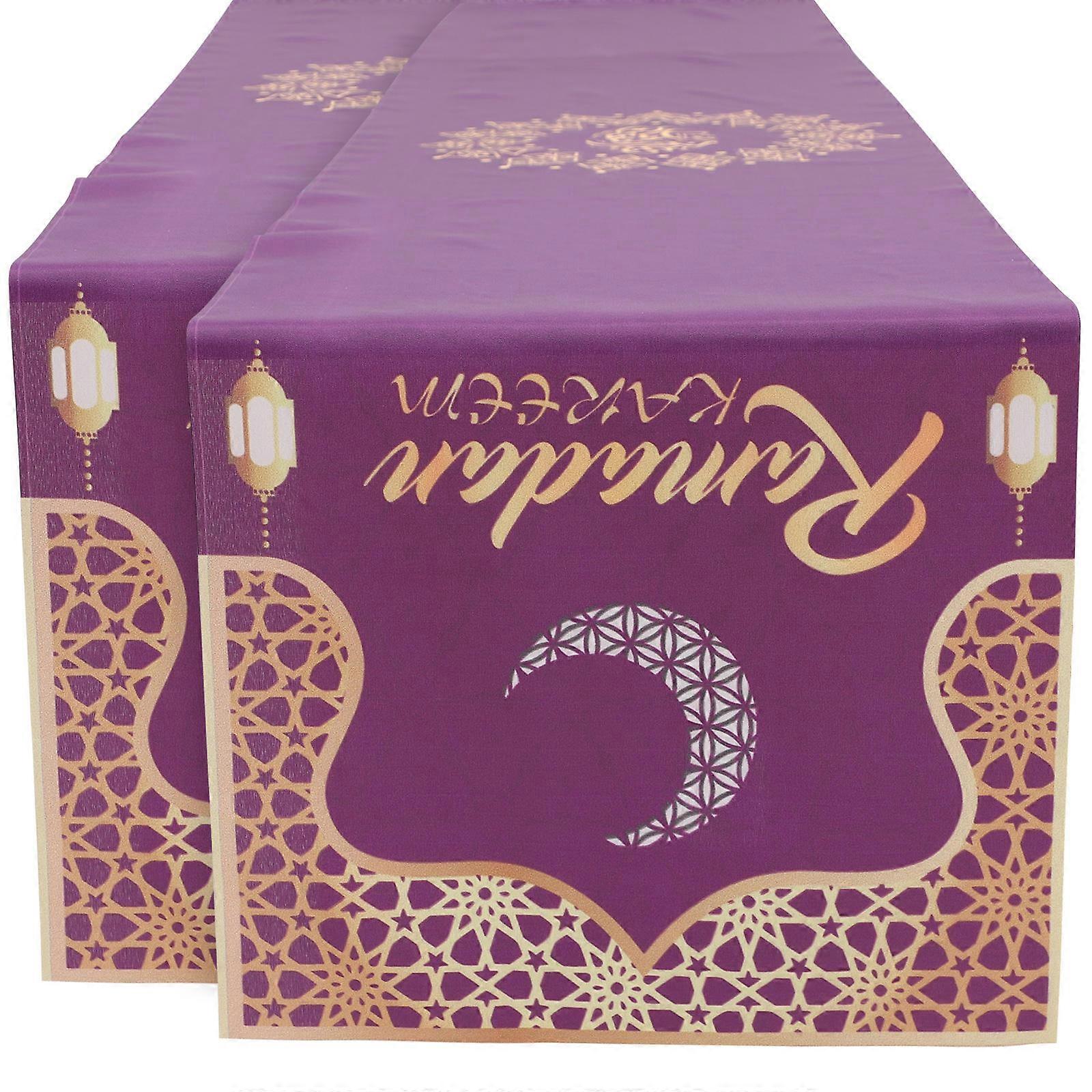 Eid Table Runner Purple 180X35X0.2CM Rustic Style Homeowners 2Pack