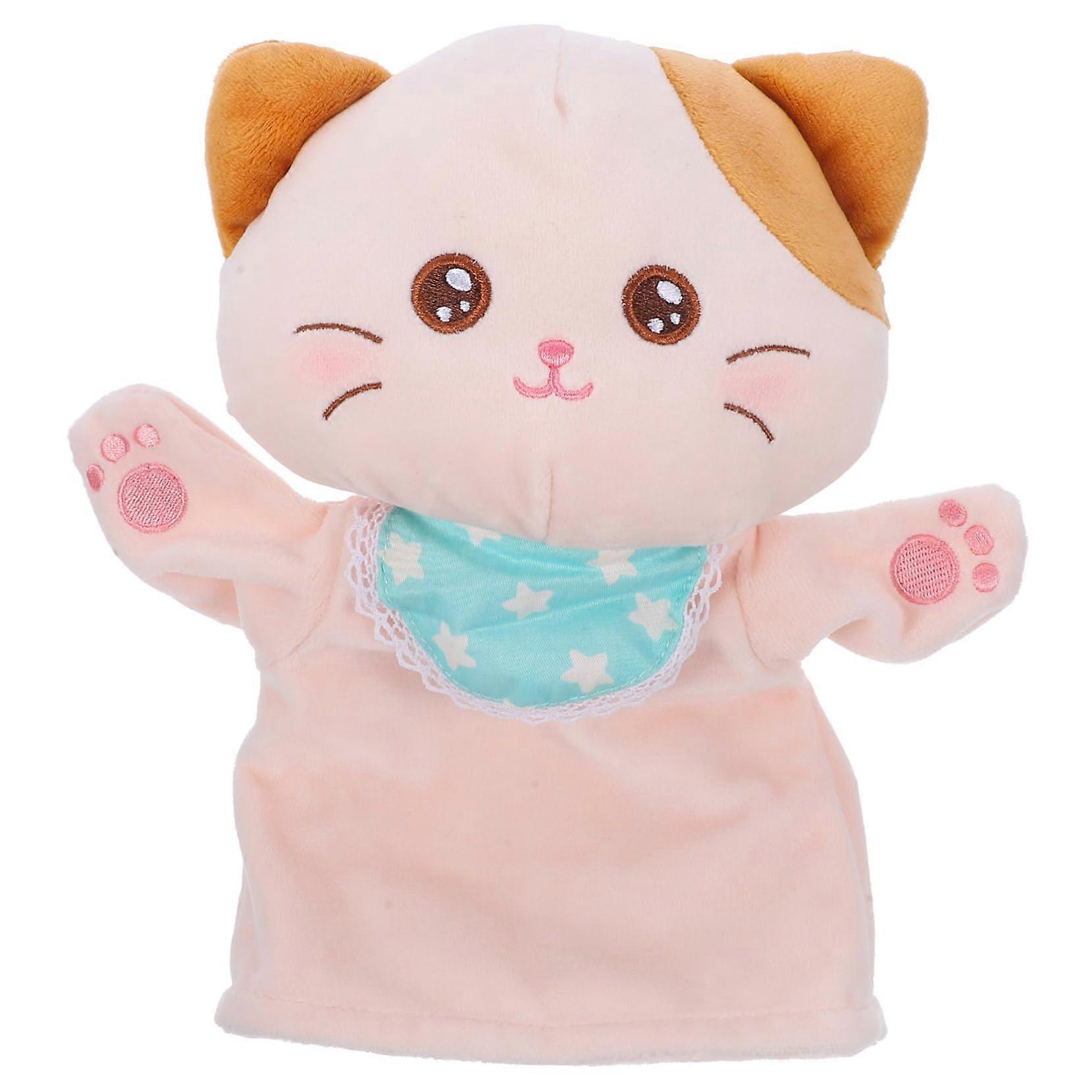 Cat Plush Hand Puppet Cute Cartoon Animal Puppet for Interactive Storytelling Kindergarten and Home Soft Plush Material