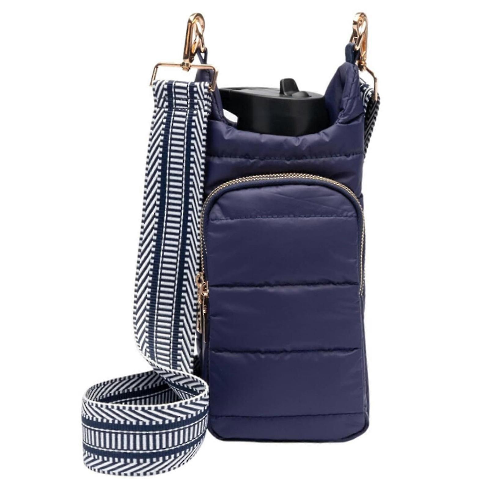 Crossbody Vattenflaskhållare med rem, Vattenflaskhylsa Pufferväska Vattenflaskhållare med rem Vattenflaskrem