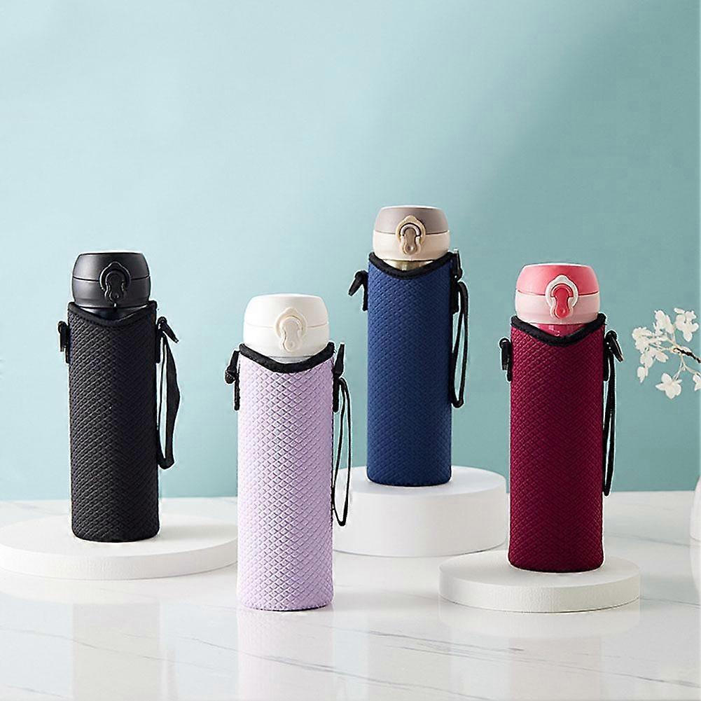 Large black (J) $ New creative diving material thermos cup cover can be carried by hand or carried across the back multi-purpose portable water cup