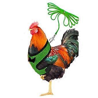 Adjustable Chicken Harness Leash Breathable Hen Pet Vest with 3.6 Feet Matching Belt Outdoor Training Traction Rope for Pets Duck Goose Green M