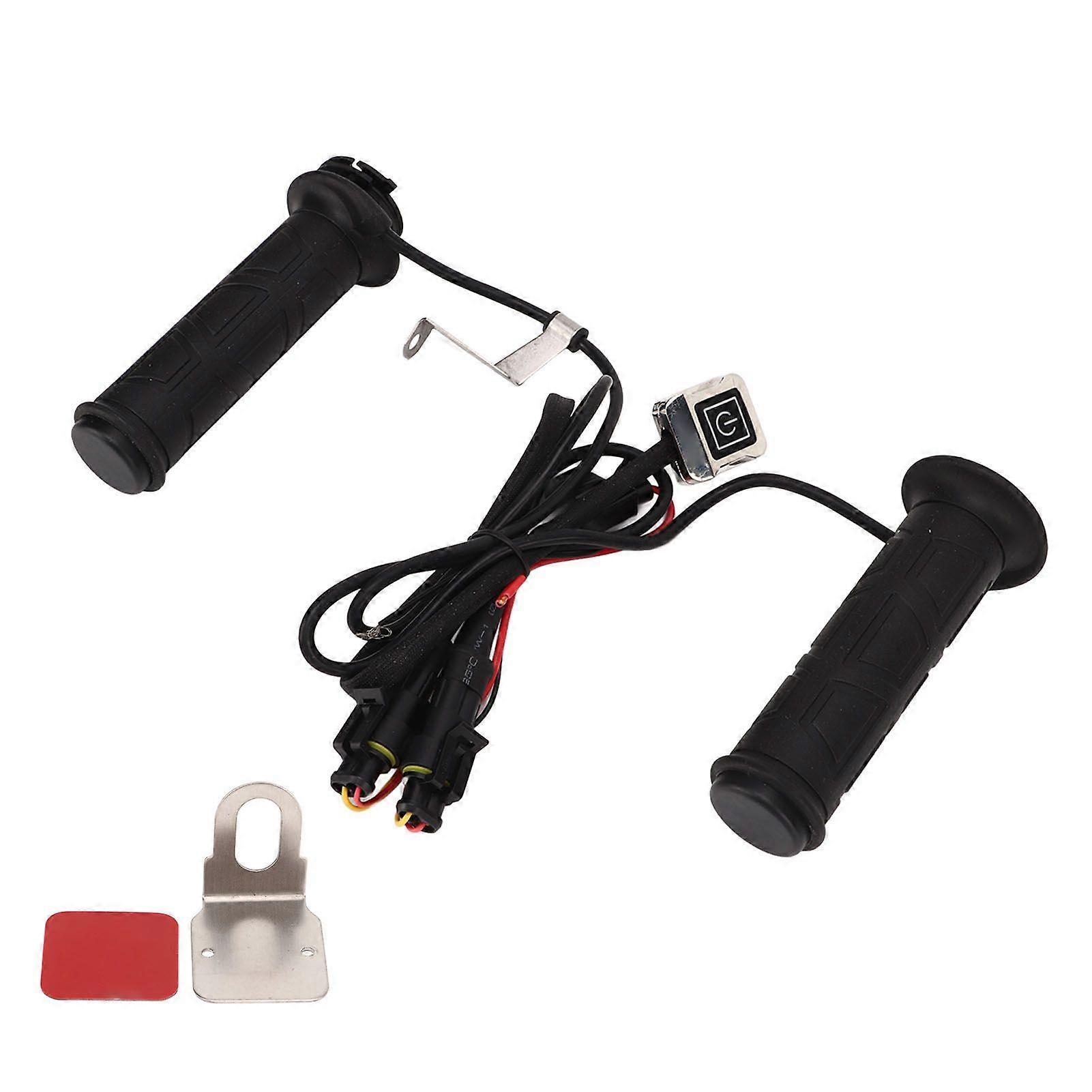 1 Pair Handlebar Heated Grip 3 Level Temperature Adjustment Electric Motorcycle Heated Handle with Aluminum Switch YMQX)
