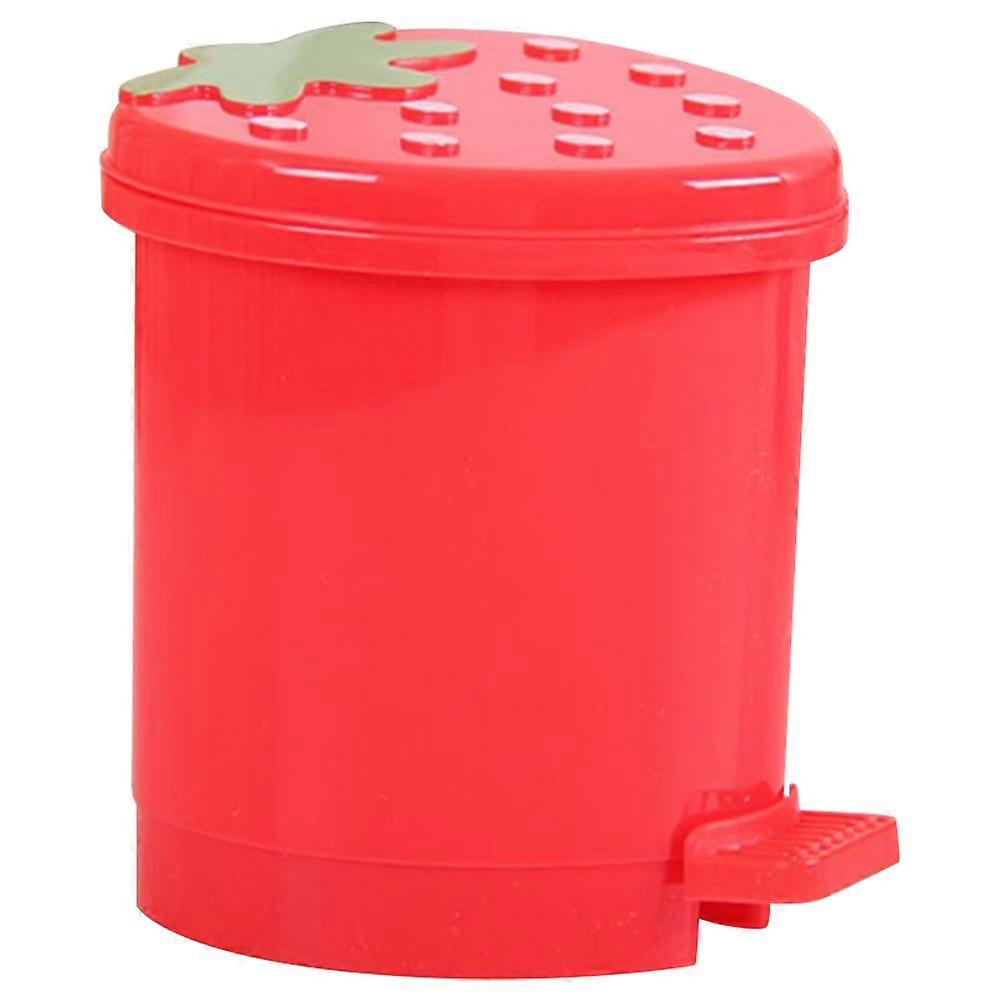 Trash Can Bedroom Mini Strawberry Kawaii Plastic Cute Desk Trash Can Fingerprint Resistant Large Capacity 1Pack