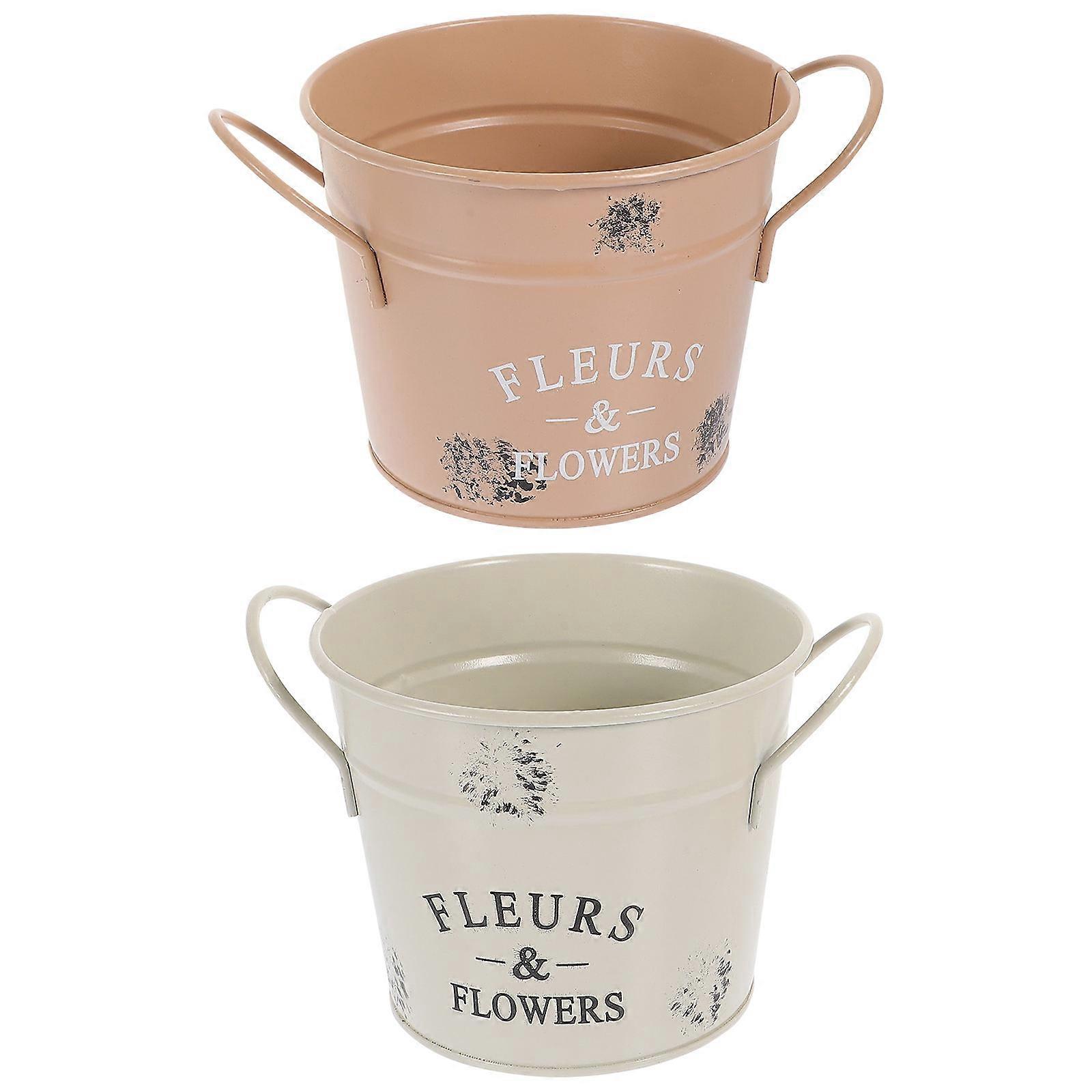 Here's a refined and professional product description based on your input:
**2pcs Vintage Iron Flower Buckets American Style Succulent Holders