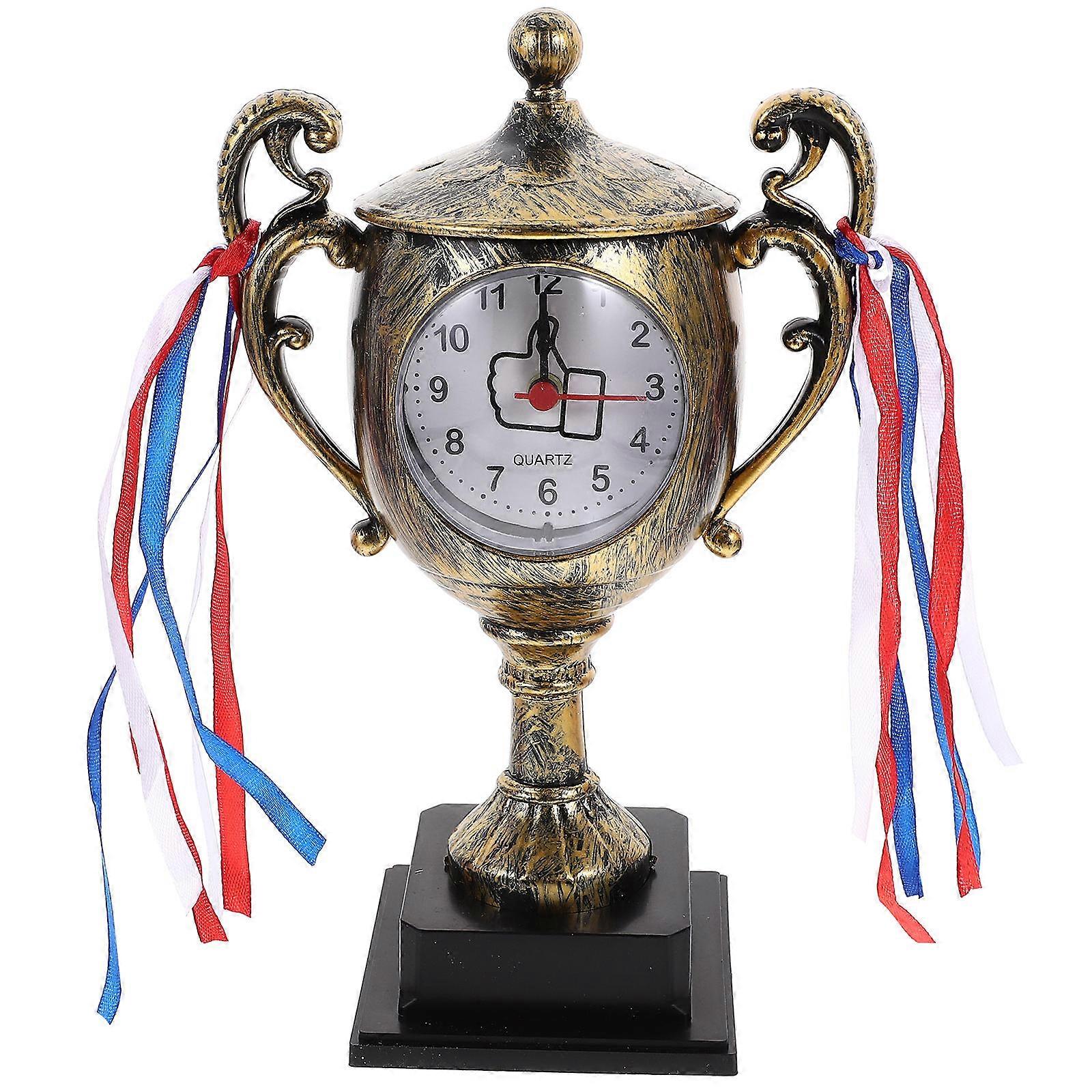 Graduation Trophy Clock, Classic Mechanical Table Alarm Clock for Office Home Decor, Precise Timekeeping, Elegant Design