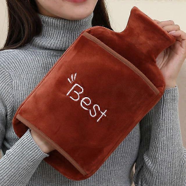 Rubber Hot Water Bottle 1000/2000 ml with Removable Plush Sleeve for Belly Warmth, Cute Cartoon Design, Washable Fillable Bag
