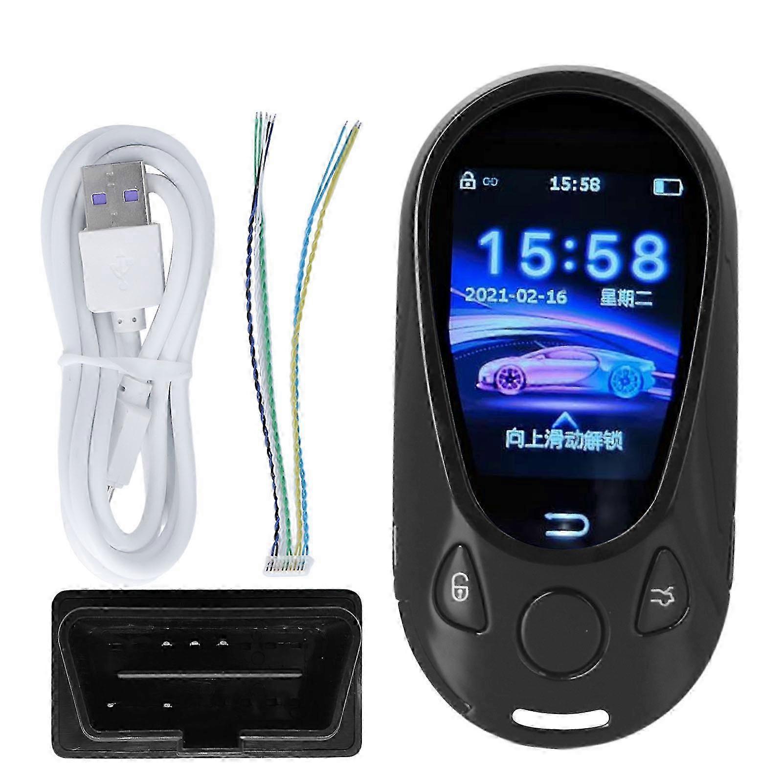 Universal Remote Key with Smart LCD Touch Screen for Push Start and Stop Engine Button Vehicle Models Black