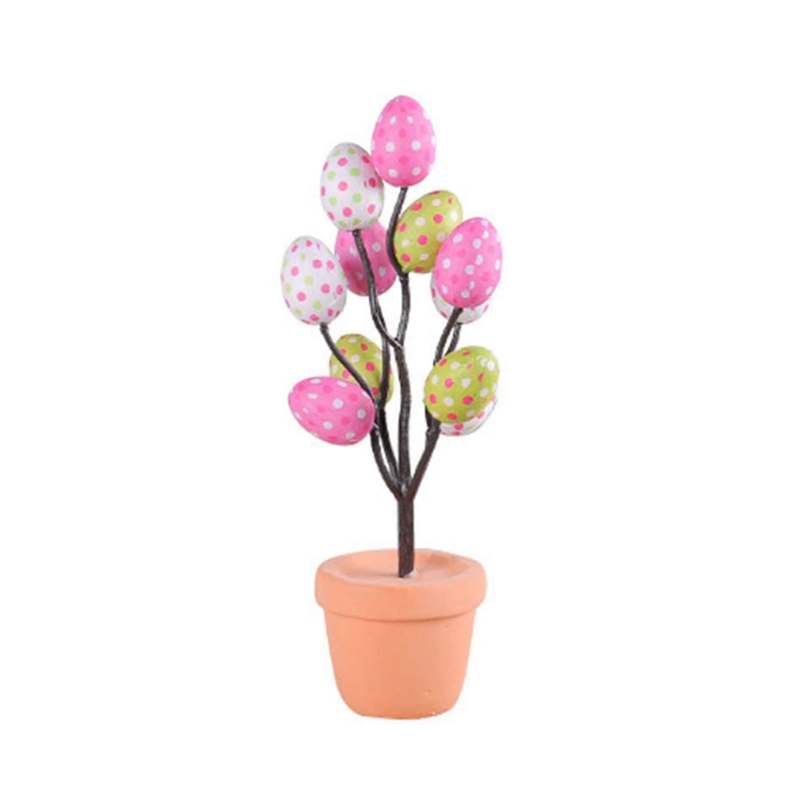 Table Tree Themed Decorations with Multicoloured Foam Eggs, Colourful and