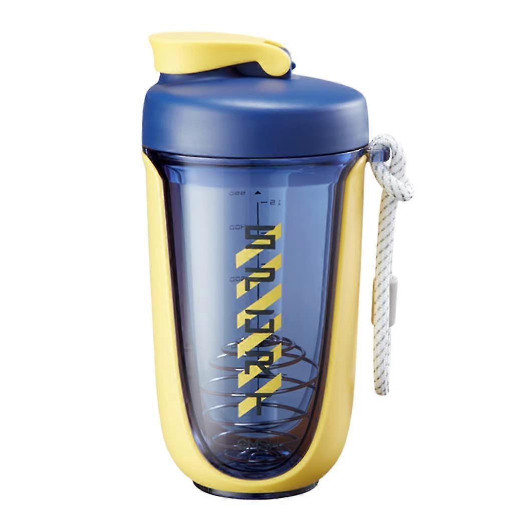 BPA 20oz Yellow Shaker Bottle with Whisk: Dishwasher Safe Kitchen Water Bottle with Loop Cap
