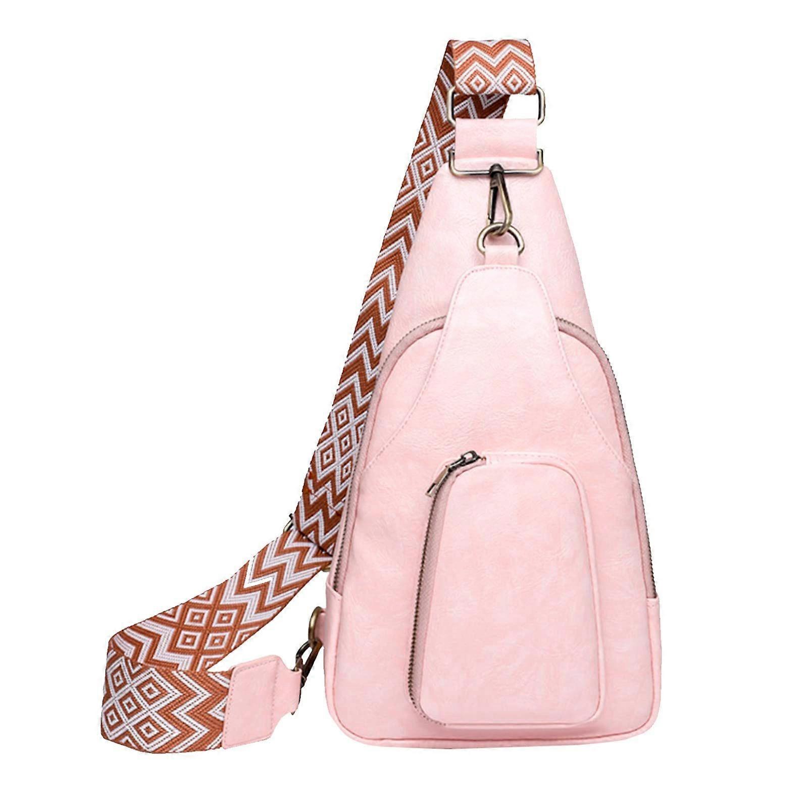 Leather Women's Small Crossbody Bag, Rose Color, Versatile Shoulder and Chest Bag, One Size Fits All