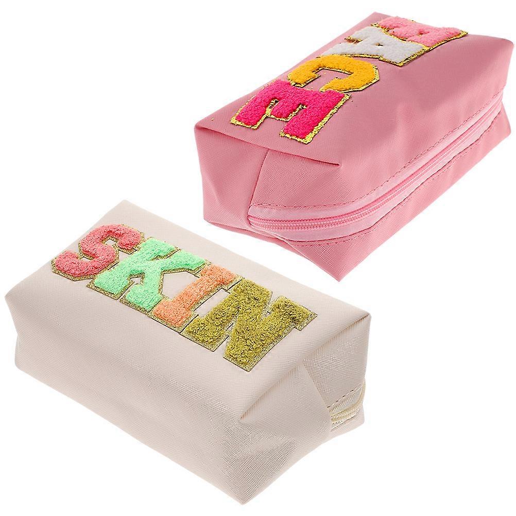 Multi-Functional Makeup Bag Cosmetics Pouches Practical and Convenient for Daily Use Beige 7.1×4.3×3in 2Pcs