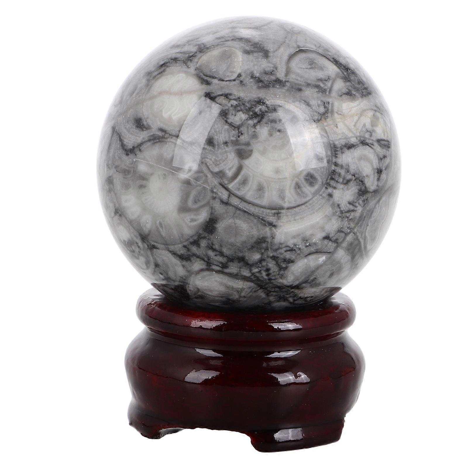 Crystal Sphere with Wooden Stand Natural Decorative Orb for Home, Office, and Living Room Decor Elegant Craftsmanship for Meditation and