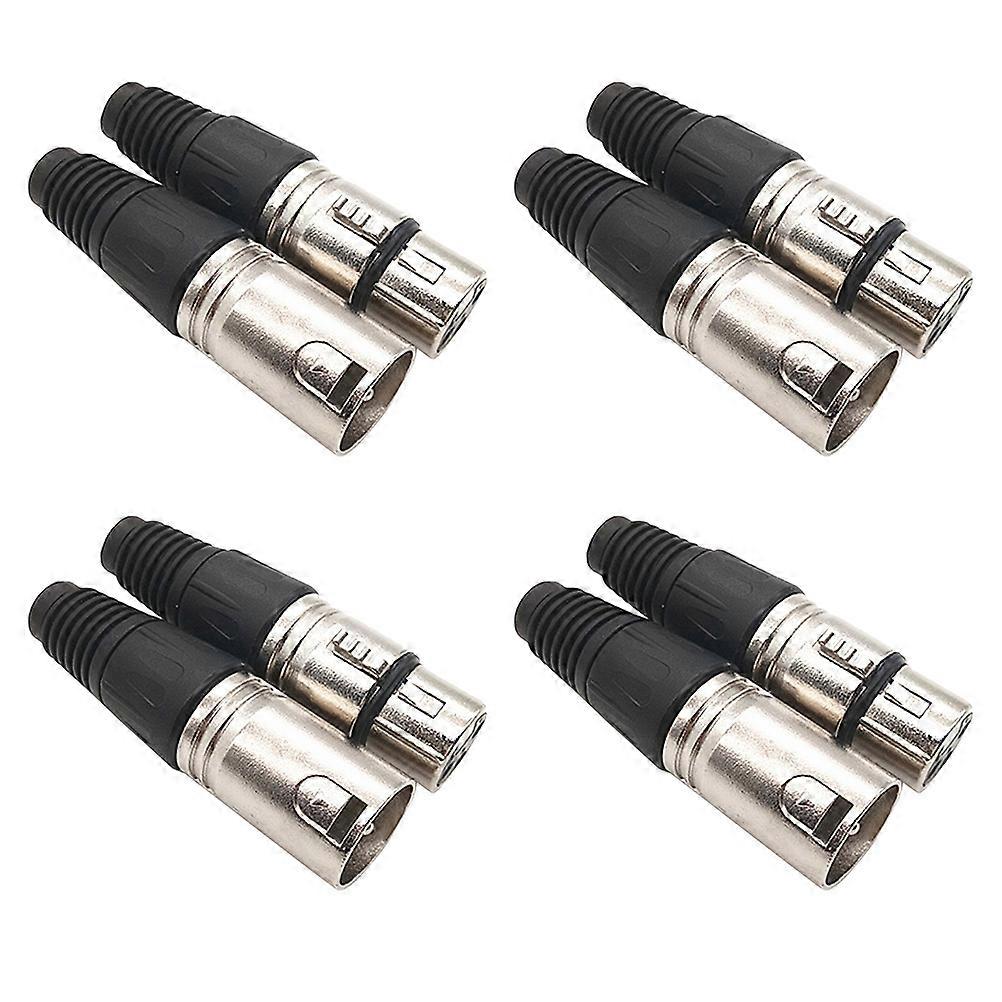 Male XLR Connector Microphone Accessories For Audio Setup Rectangular Standard Design 8Pcs Black