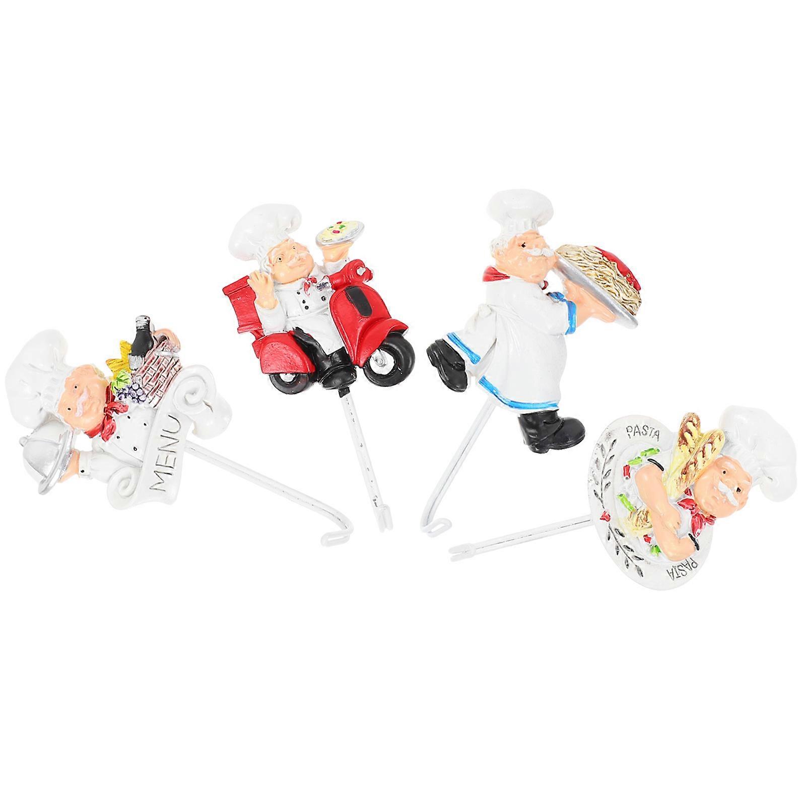 Cartoon Resin Hanging Hooks for Kitchen White Punching Free Strong Adhesion 4 Pieces