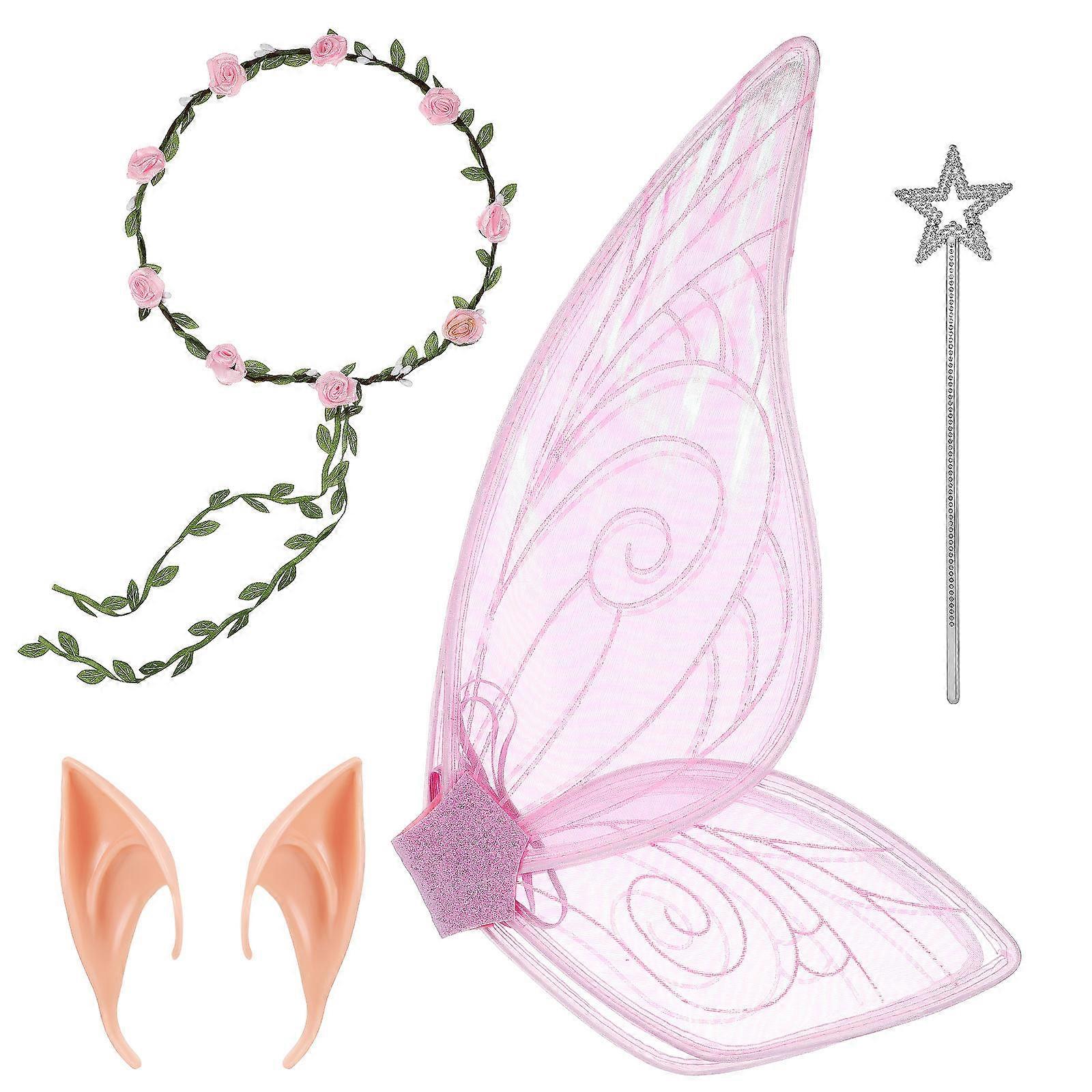 Cosplay Wings Butterfly Wing Costume For Girls Fairy Style Halloween Flower Crown Shape 1Set