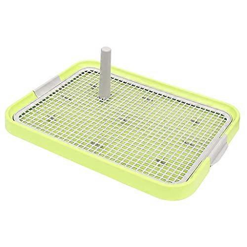Pet Potty Training Tray Plastic with Pee Post No Torn Puppy Pad Dog Toilet for Indoor Outdoor Easy to Clean Reusable Removable Green