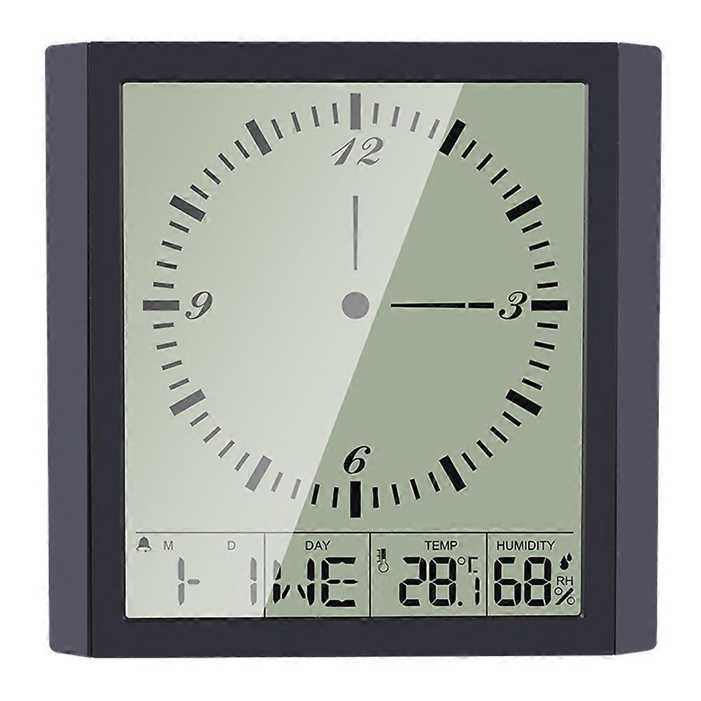 Living Room Wall Clocks Digital Wall Clock Time Display Calendar Alarm Temperature and Humidity Display Black 1Pack