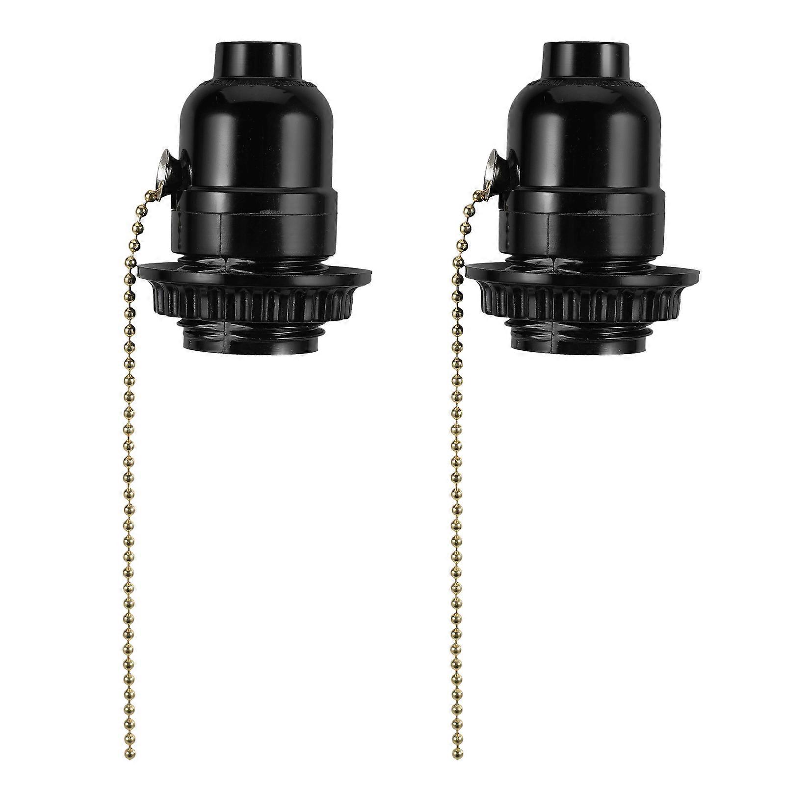 Lamp Socket Mount 2Pcs Plastic E27 Screw Light Bulb Base With Pull Zipper For Indoor Lighting