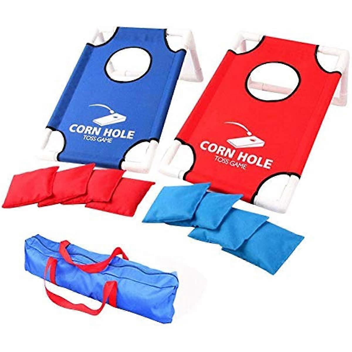 Folding Cornhole Game Set with 2 Boards and 8 Bean Bags, Portable Indoor Outdoor Cornhole Game with Carrying Case