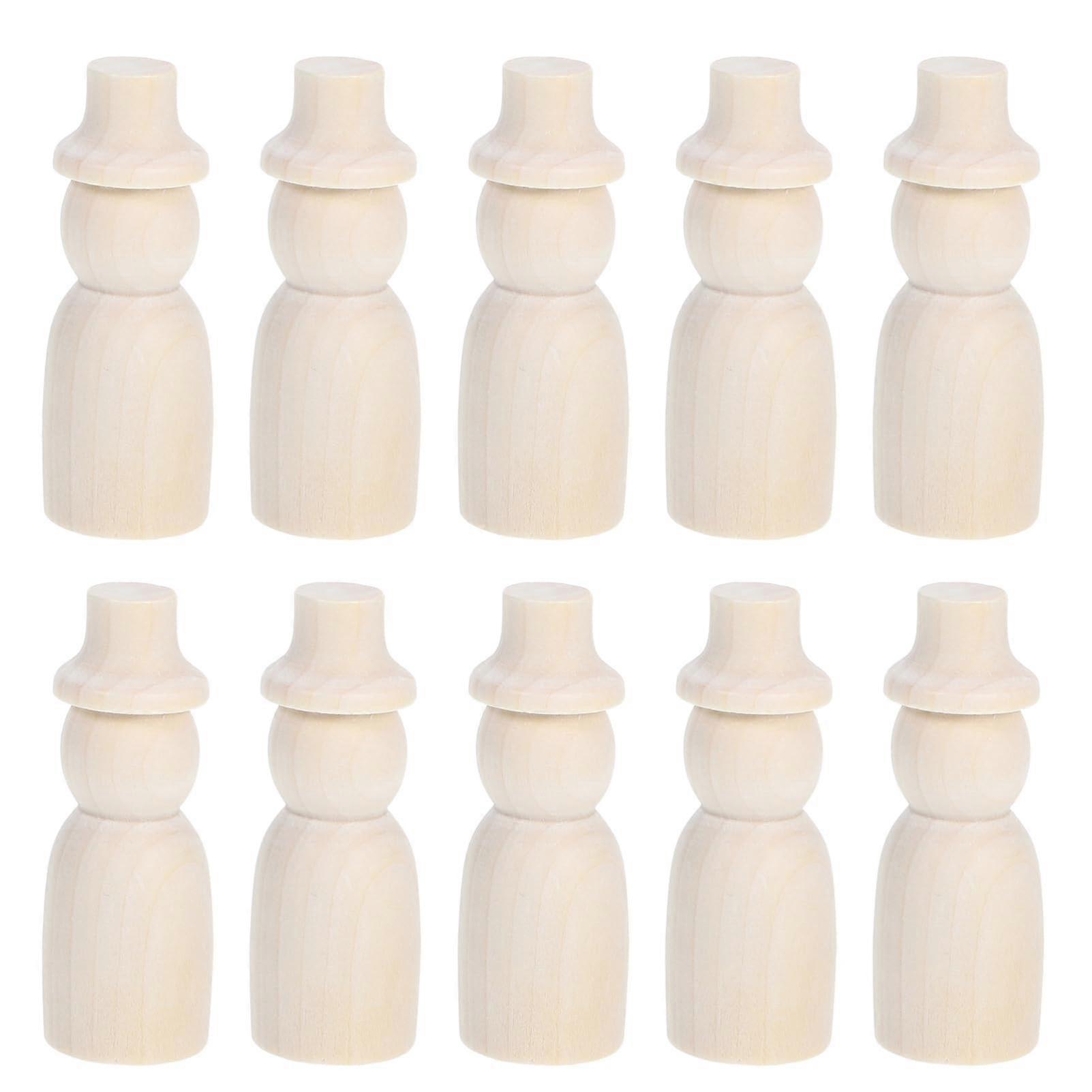 DIY Wooden Dolls Pack Of 10 Partial Unpainted Wood Dolls With Smooth Surface For Painting And Decorating Craft Projects