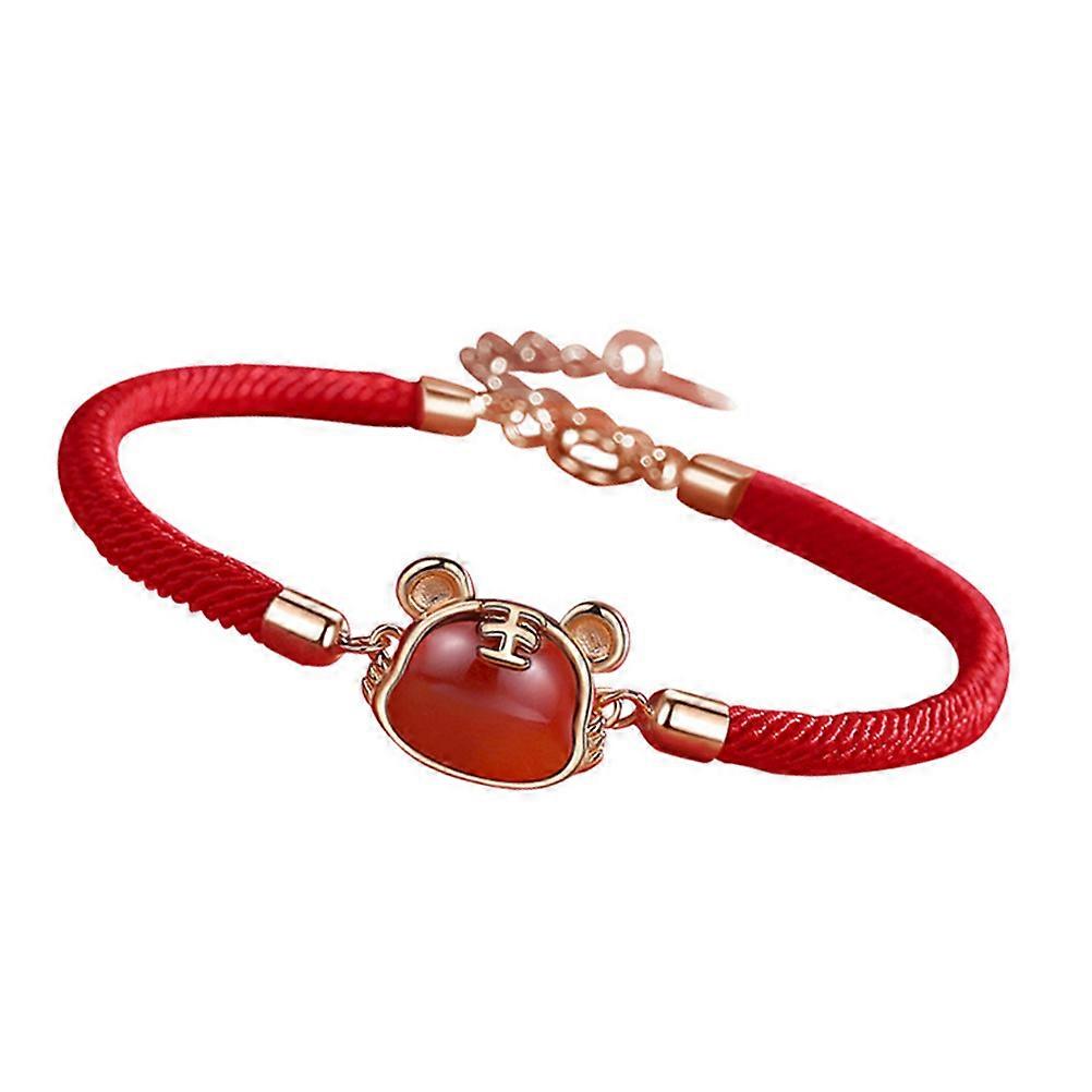 Red String Bracelet with Sterling Silver Tiger Charm   Woven Rope Design for Protective Luck Unisex