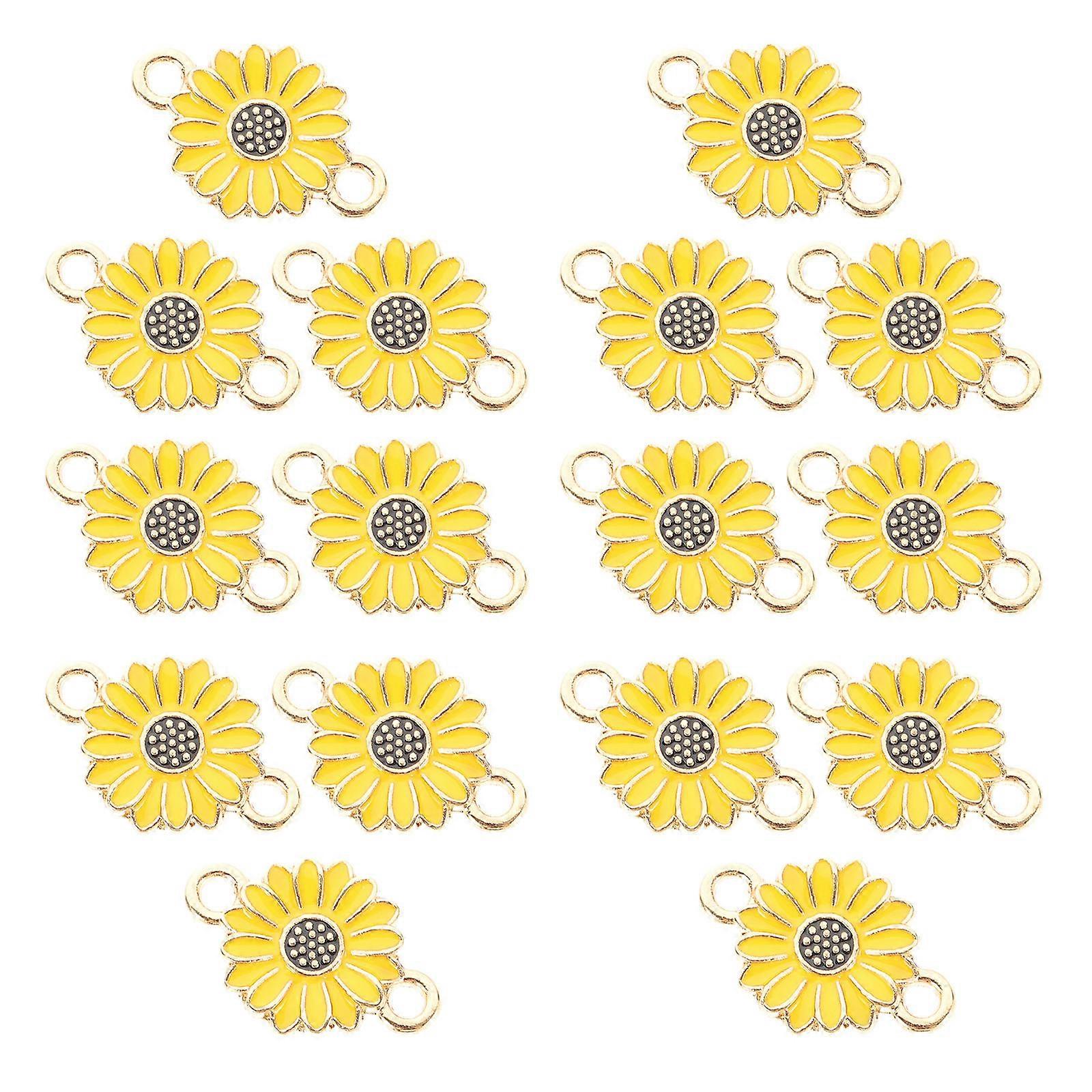 Daisy Shape Connector Charms for Jewelry Making Yellow Alloy charms for necklaces 20 pcs