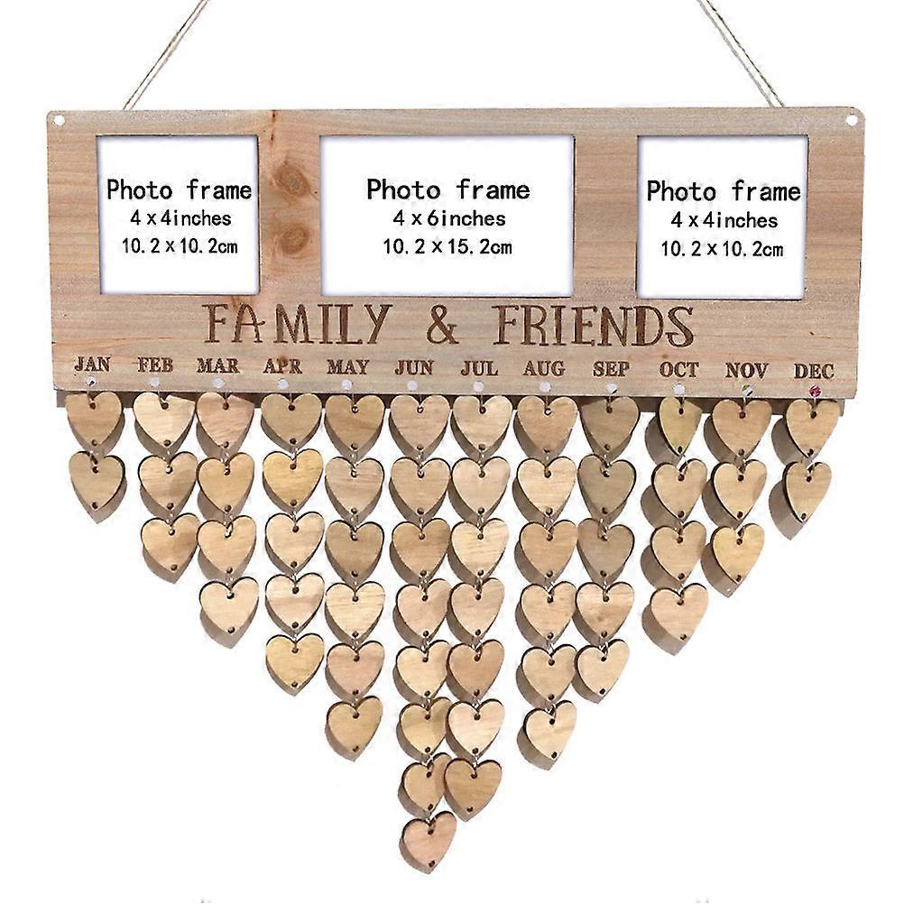 Wooden Calendar Tag DIY Photo Frame Message Board Pendants Carving Reminder Board Hanging Friendship Calendar for Dorm Office Decor Style 1