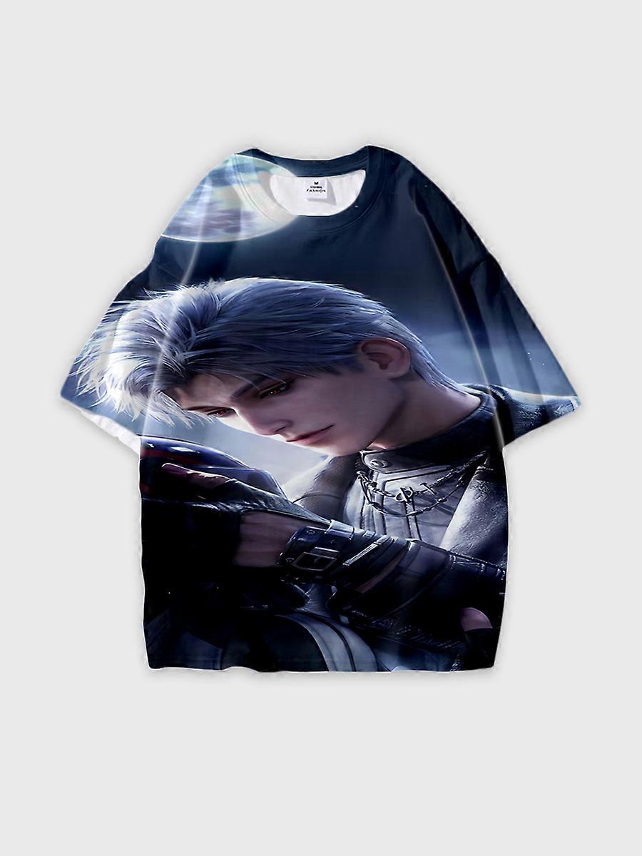 T-shirt round neck Role Pattern loose short sleeve B910