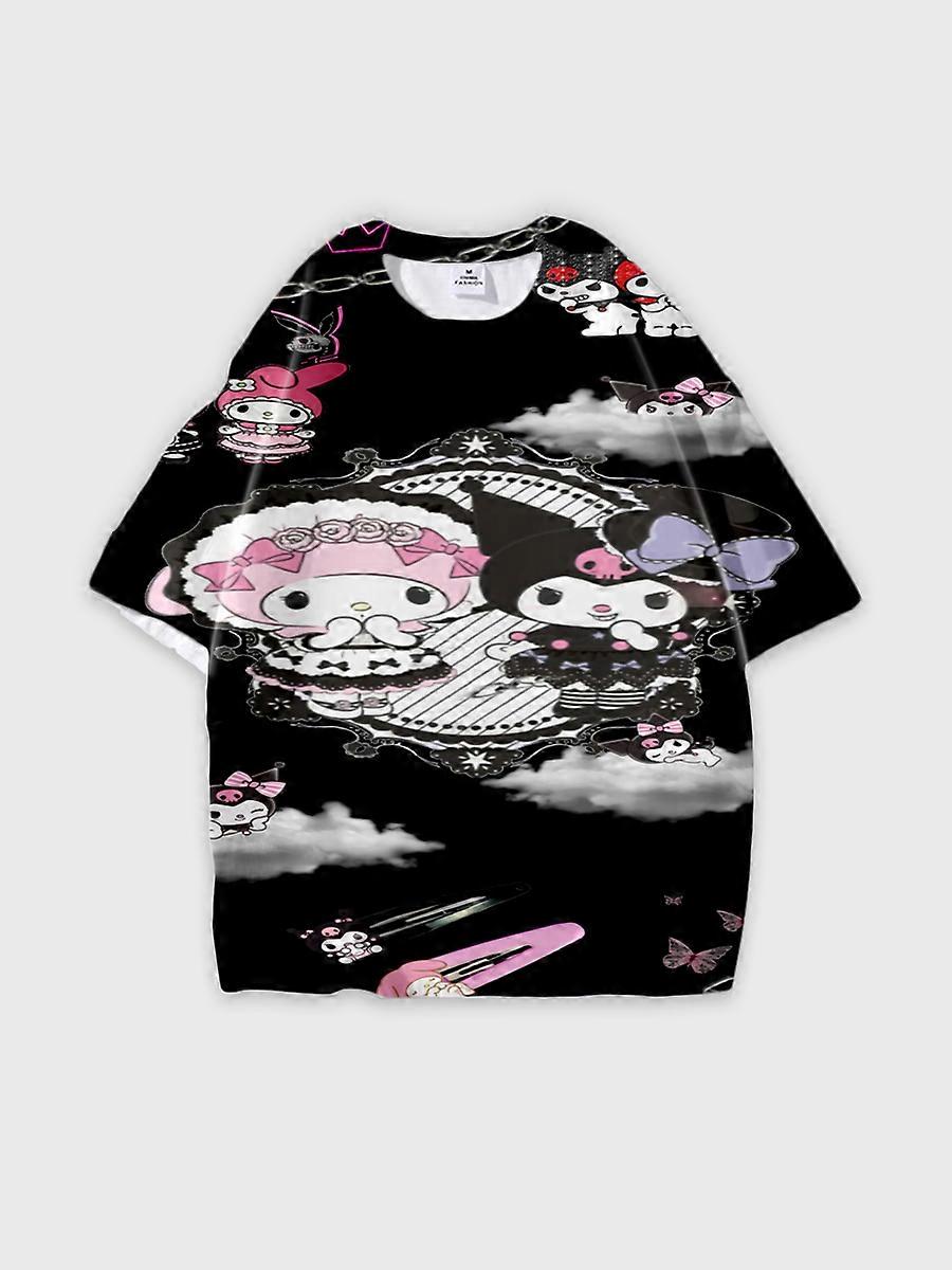 T-shirt round neck Cartoon Pattern loose short sleeve B02