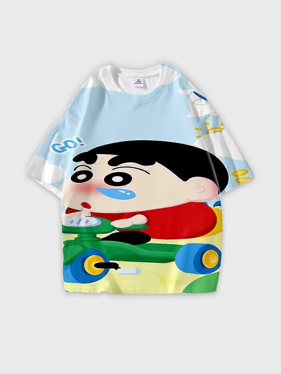 T-shirt girocollo Cartoon Pattern manica corta sciolta B1954