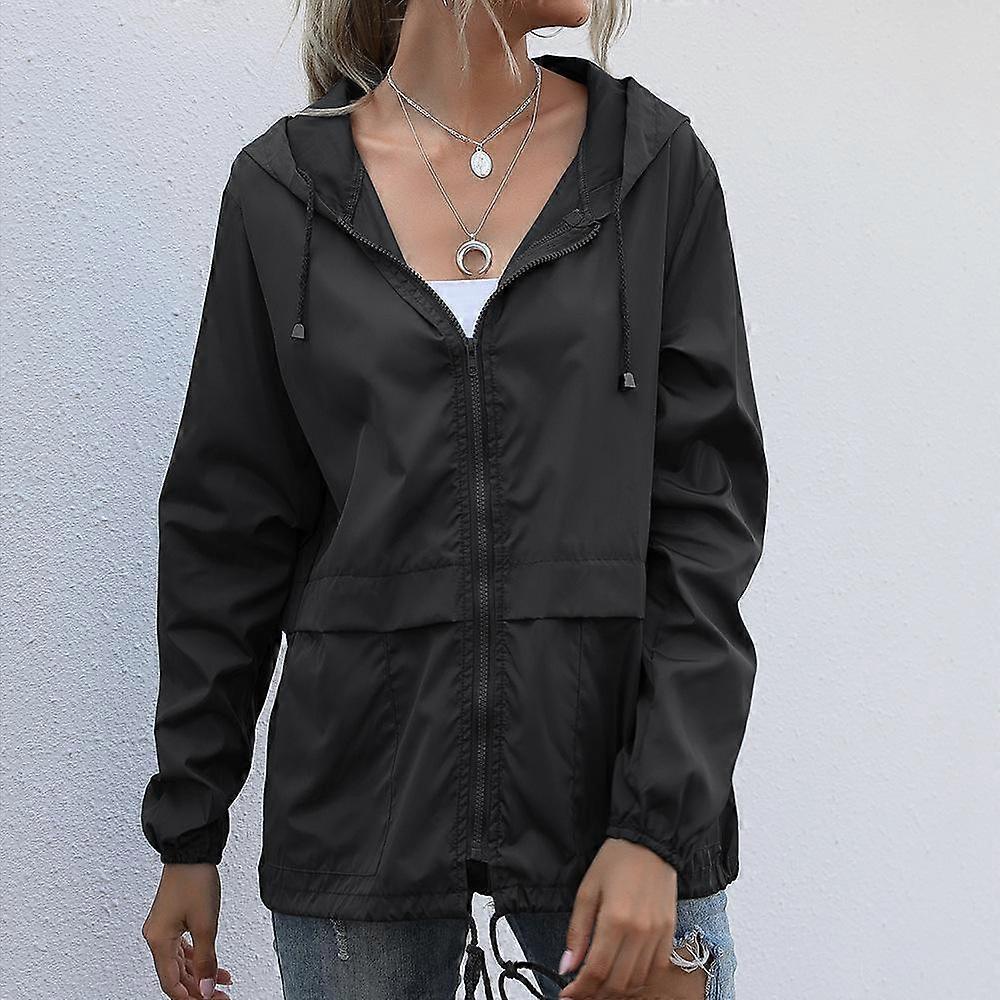 Plus Size Spring and Autumn Women's Zip Hoodie Lightweight Outdoor Hiking Rain Jacket