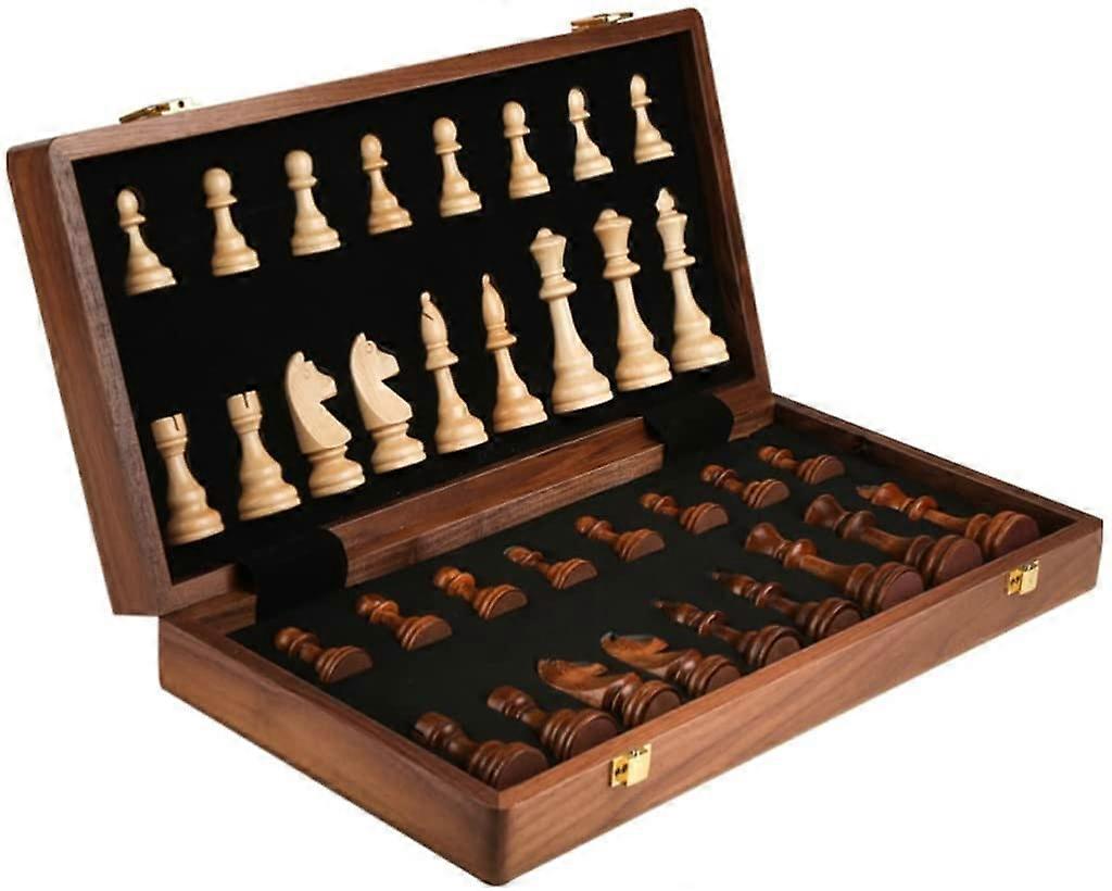 Chess Chess Solid Wood Adult End Gift Set Folding Storage Box Chess Game Specifically for Chess Players 2 Extra Queens Chessboard