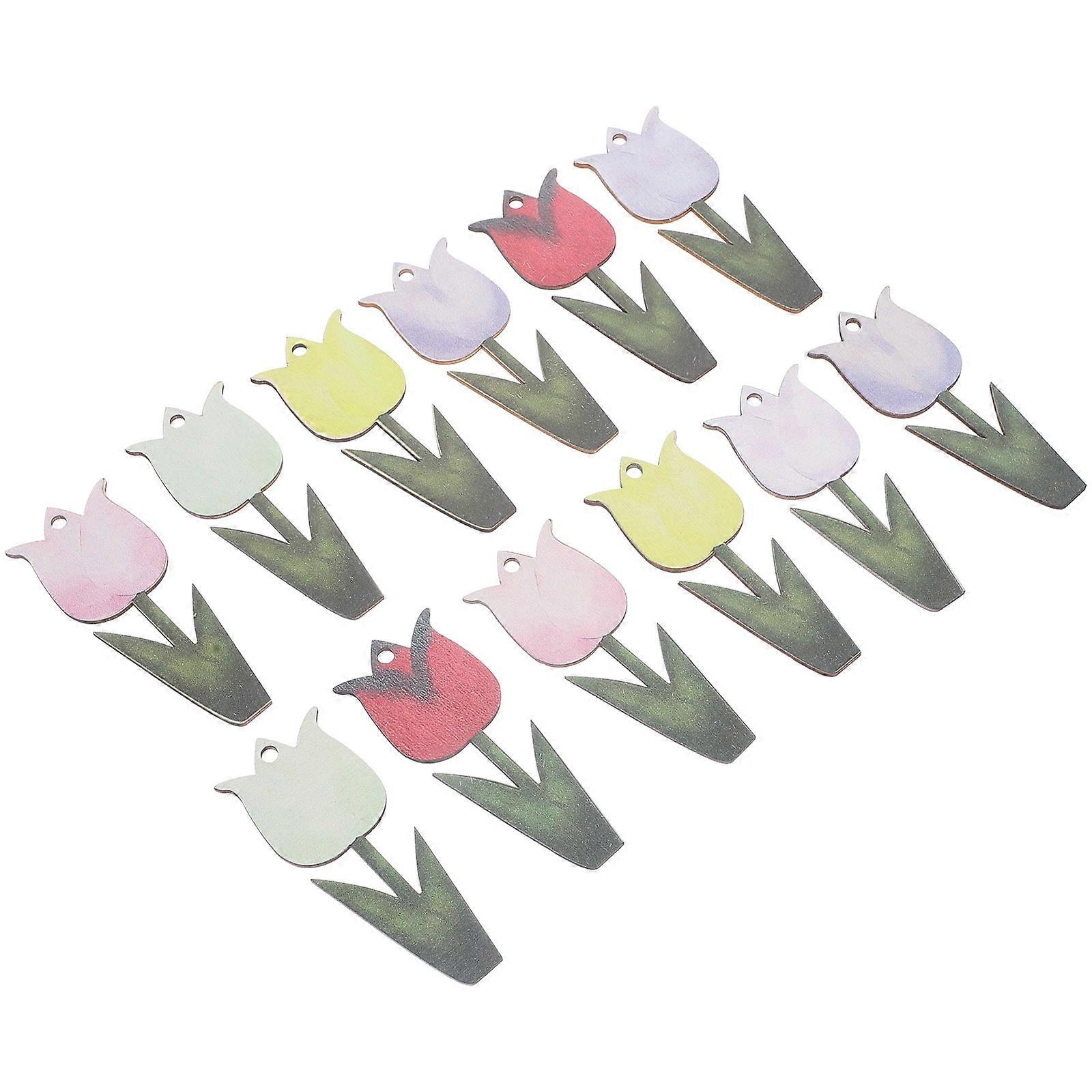 عيد الفصح نمط شكل معلقة ديكور في الهواء الطلق شجرة الديكور مادة خشبية اللون الوردي 10.00X3.80X0.30cm 12 قطعة